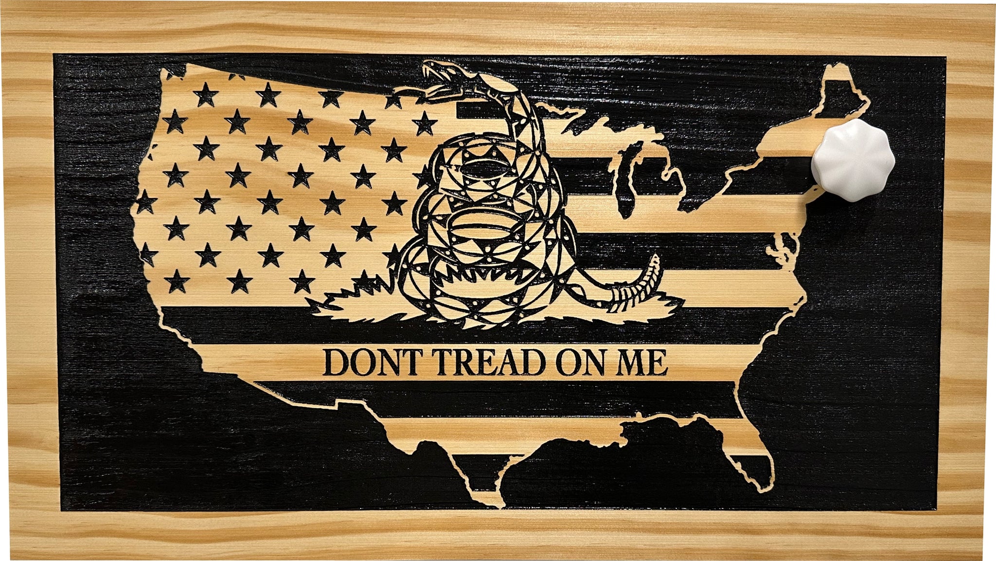 Dont Tread On Me Secure Decorative Wall-Mounted Gun Cabinet close look