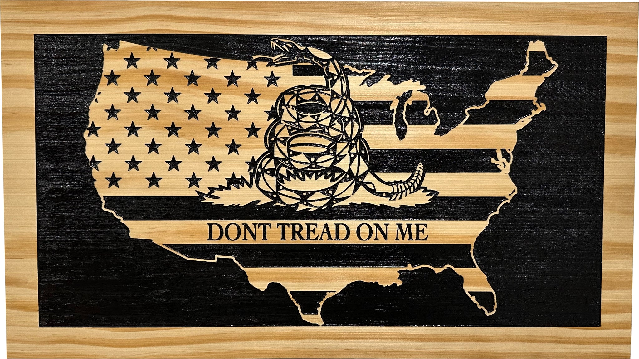 Dont Tread On Me Secure Decorative Wall-Mounted Gun Cabinet full open