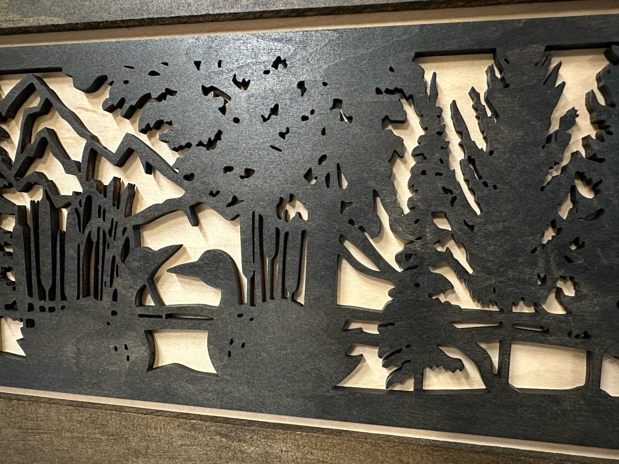  Ducks on a Pond Hidden Gun Cabinet | Wood Wall Décor close view
