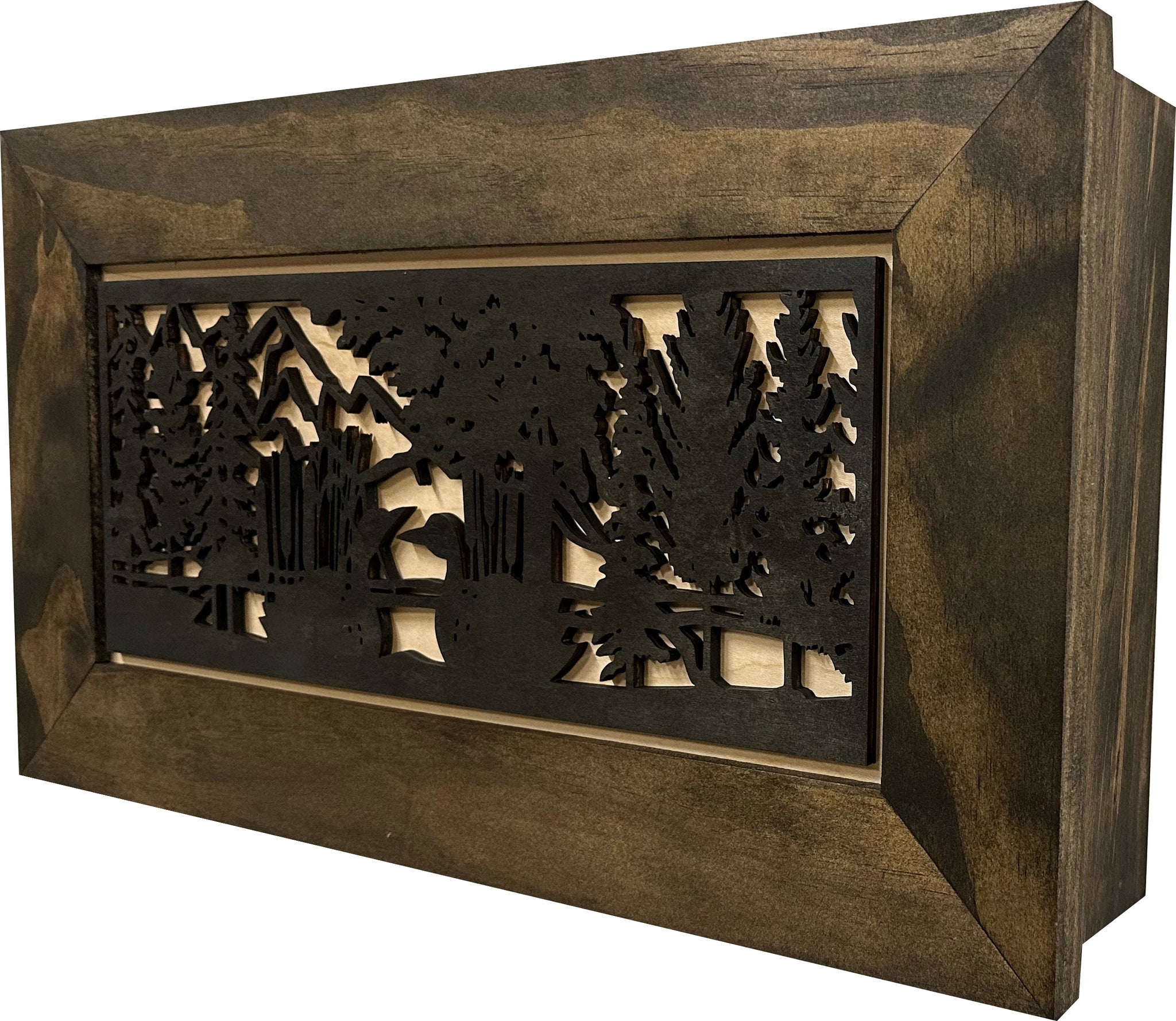  Ducks on a Pond Hidden Gun Cabinet | Wood Wall Décor side view