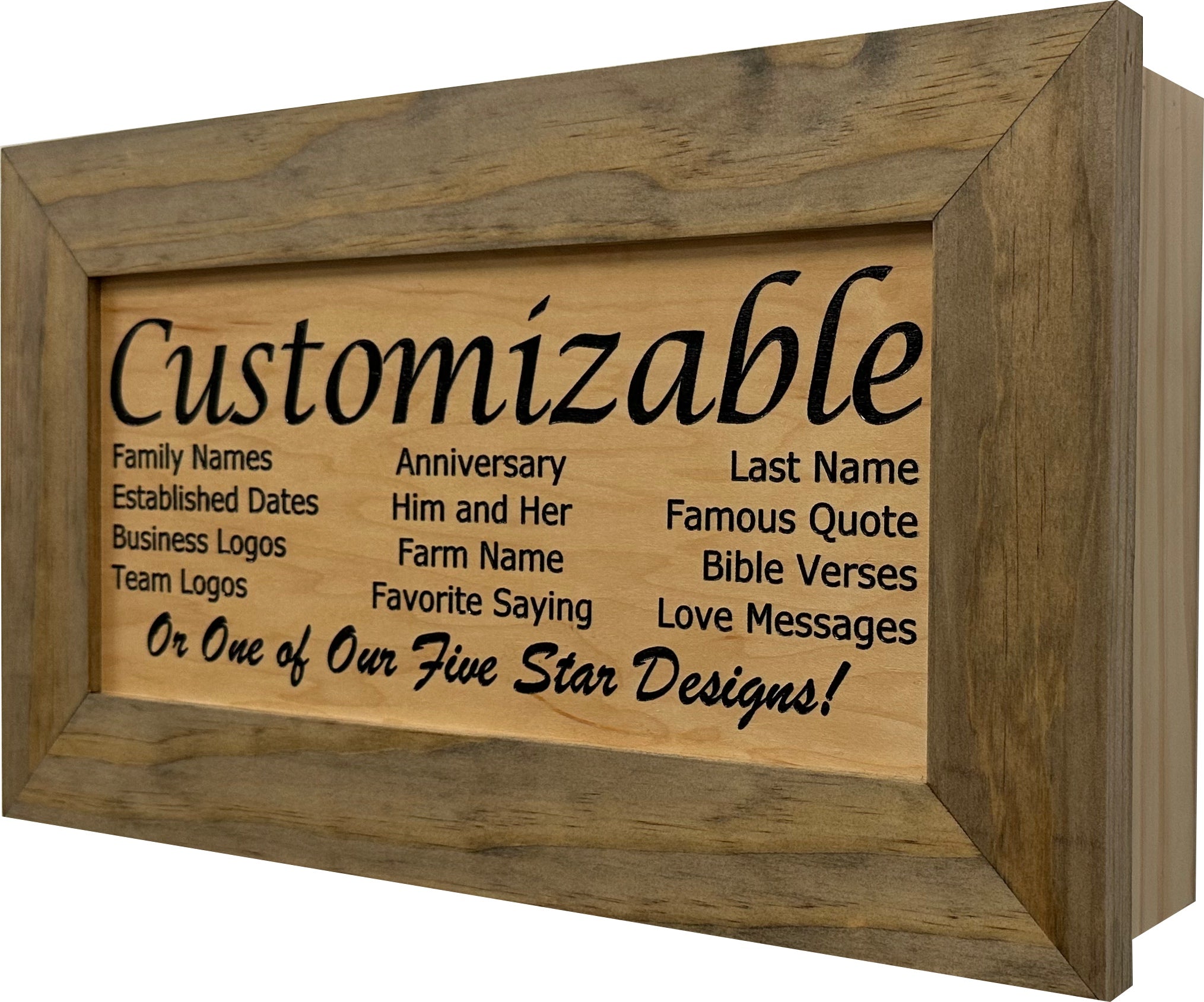 Ebony & Natural Personalized Concealed Gun Cabinet side look