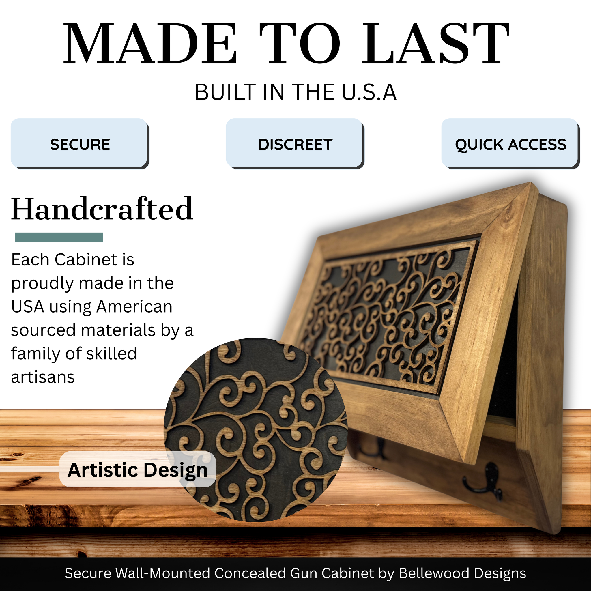 Enchanted Vine Hidden Gun Cabinet Coat Rack with Concealment | Built in USA