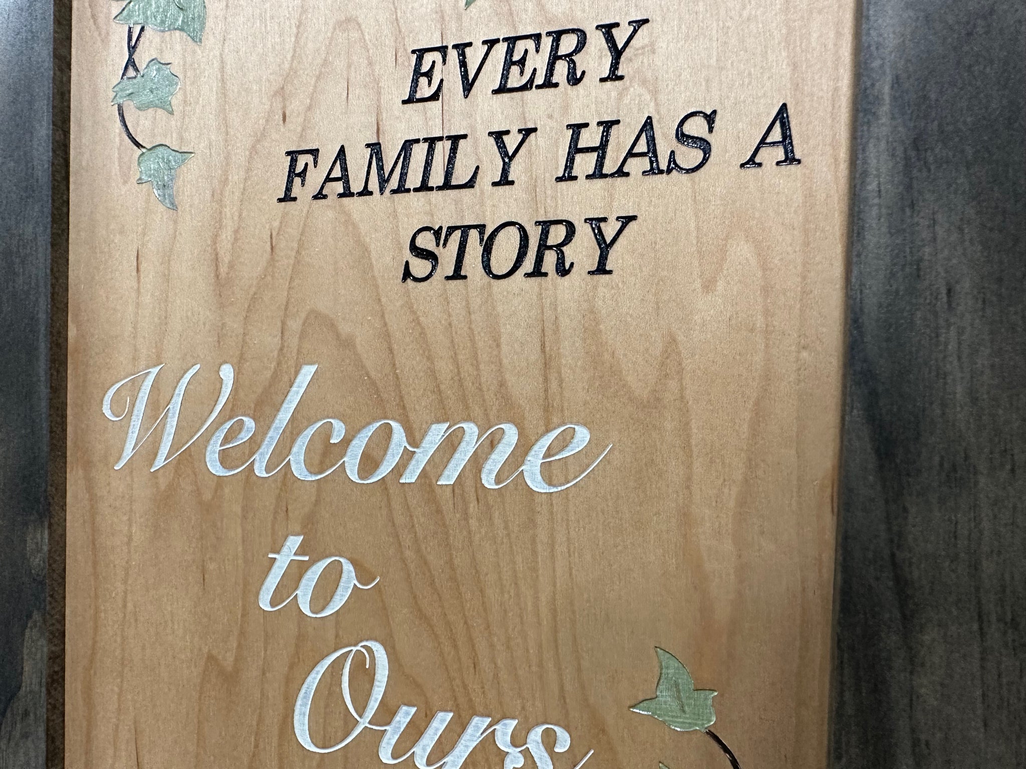 Every Family Has a Story Wooden Hidden Gun Safe Wall Decor Close look