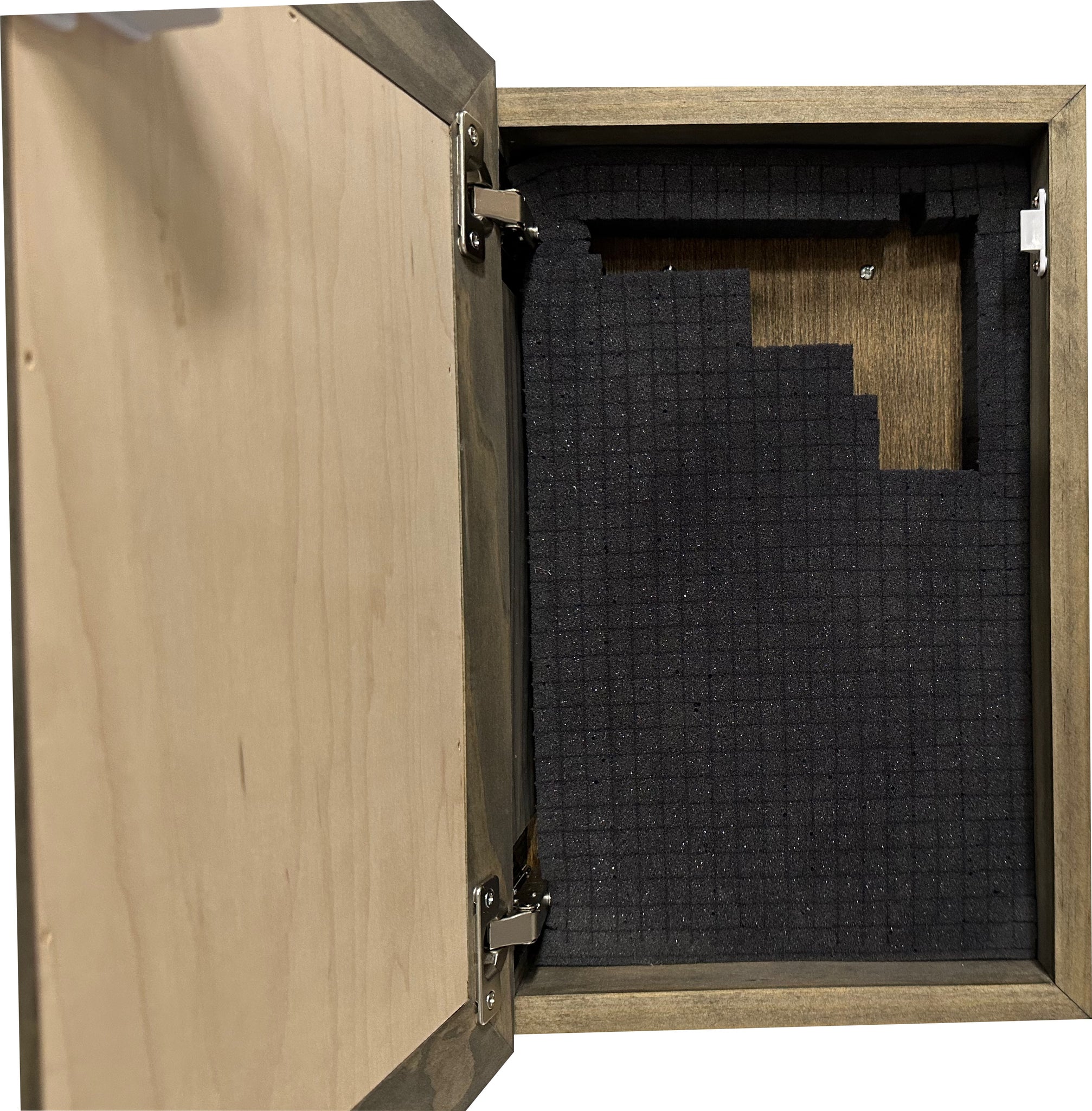 Every Family Has a Story Wooden Hidden Gun Safe Wall Decor full open