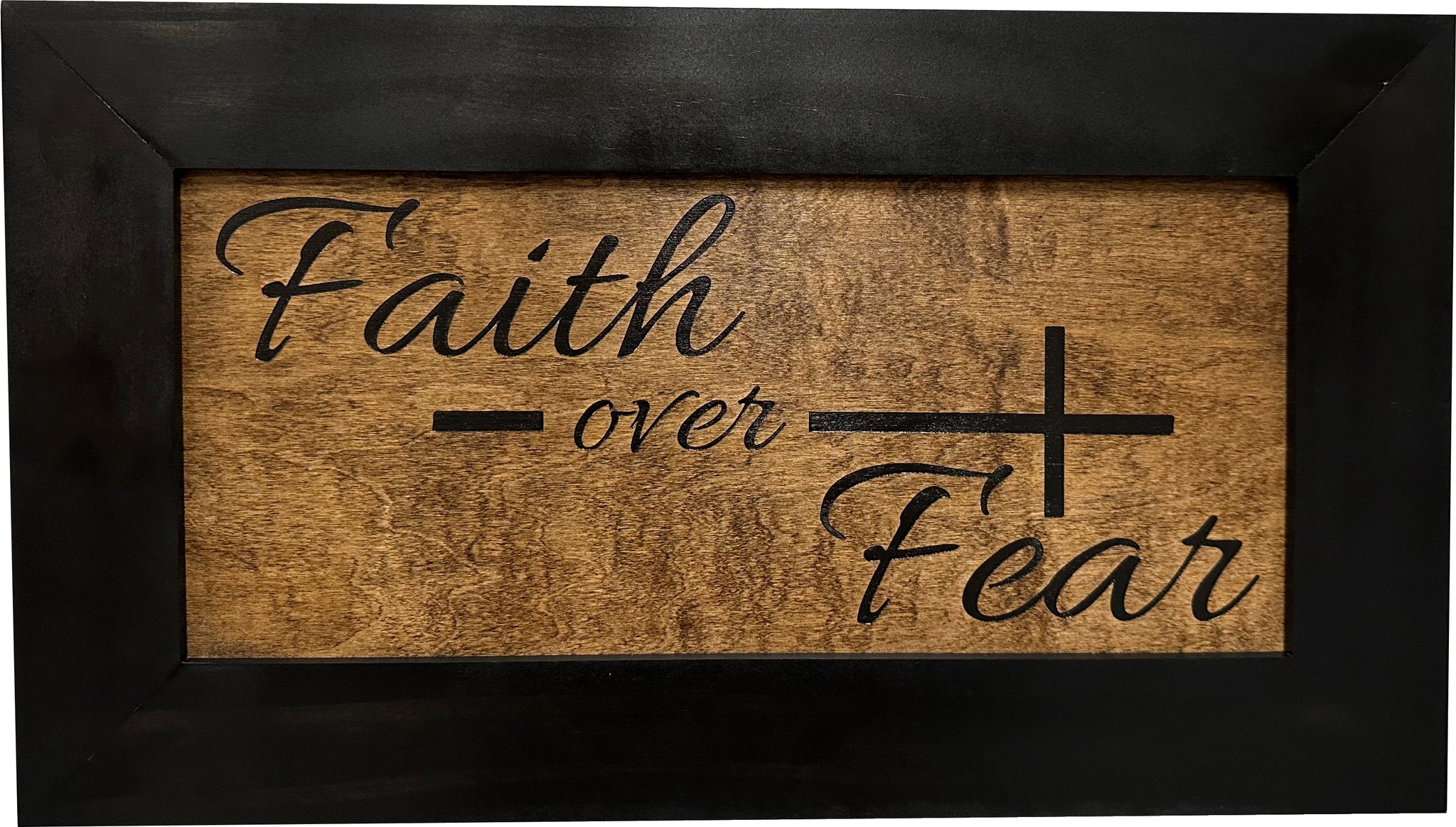 Faith Over Fear Decorative Wall-Mounted Secure Gun Cabinet Close View