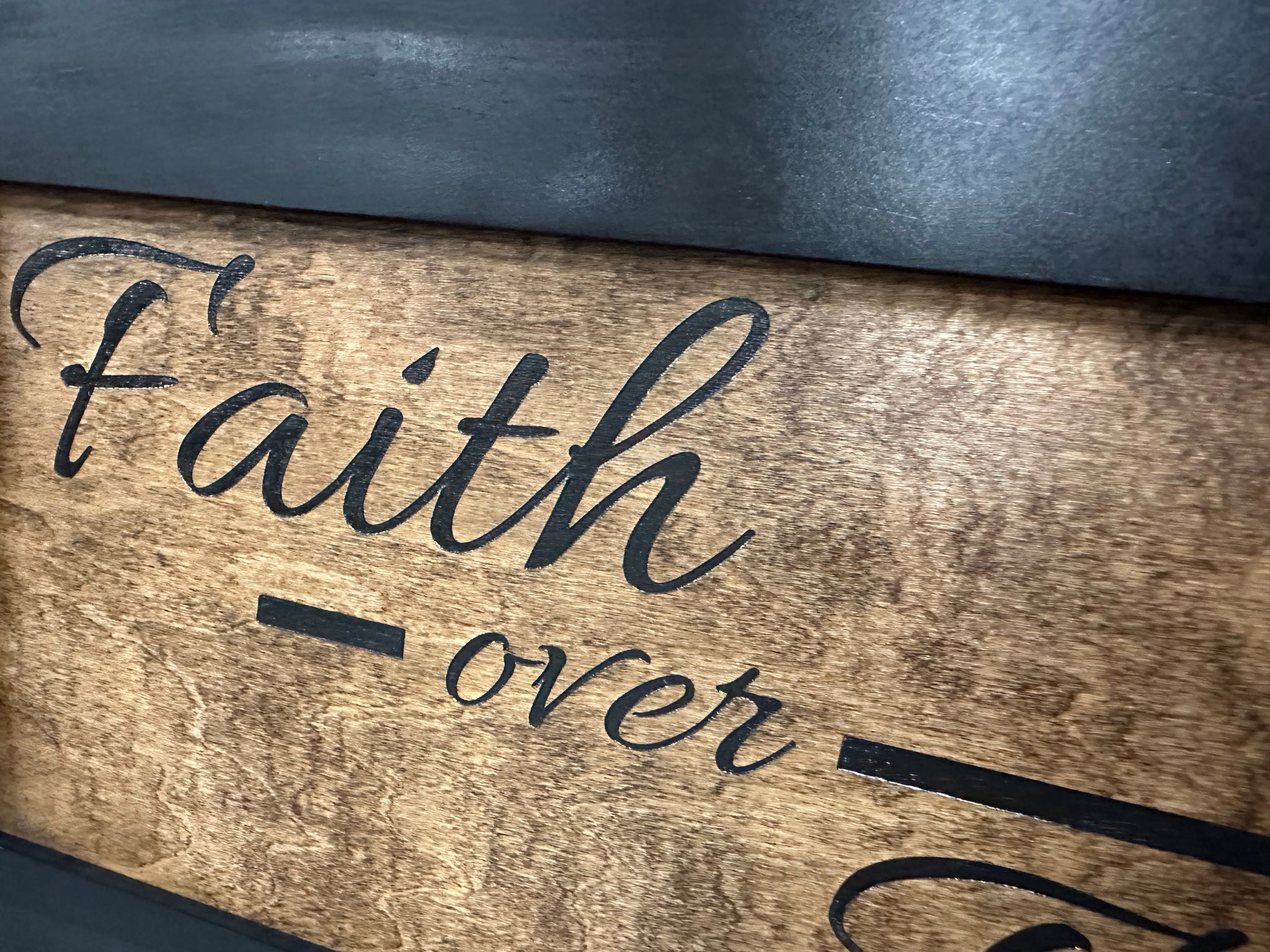 Faith Over Fear Decorative Wall-Mounted Secure Gun Cabinet Close view look