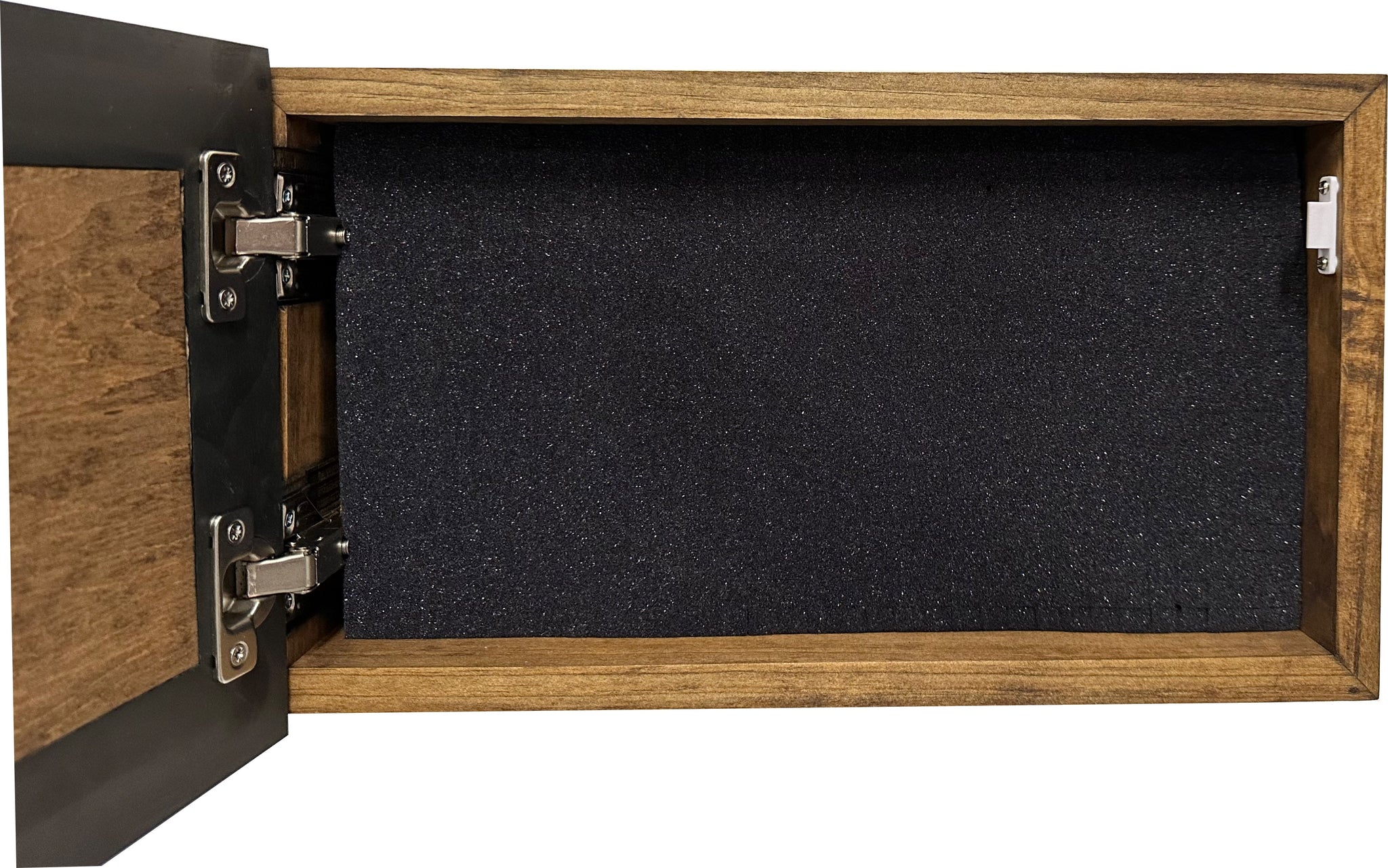 
Faith Over Fear Decorative Wall-Mounted Secure Gun Cabinet Full Open inside view

