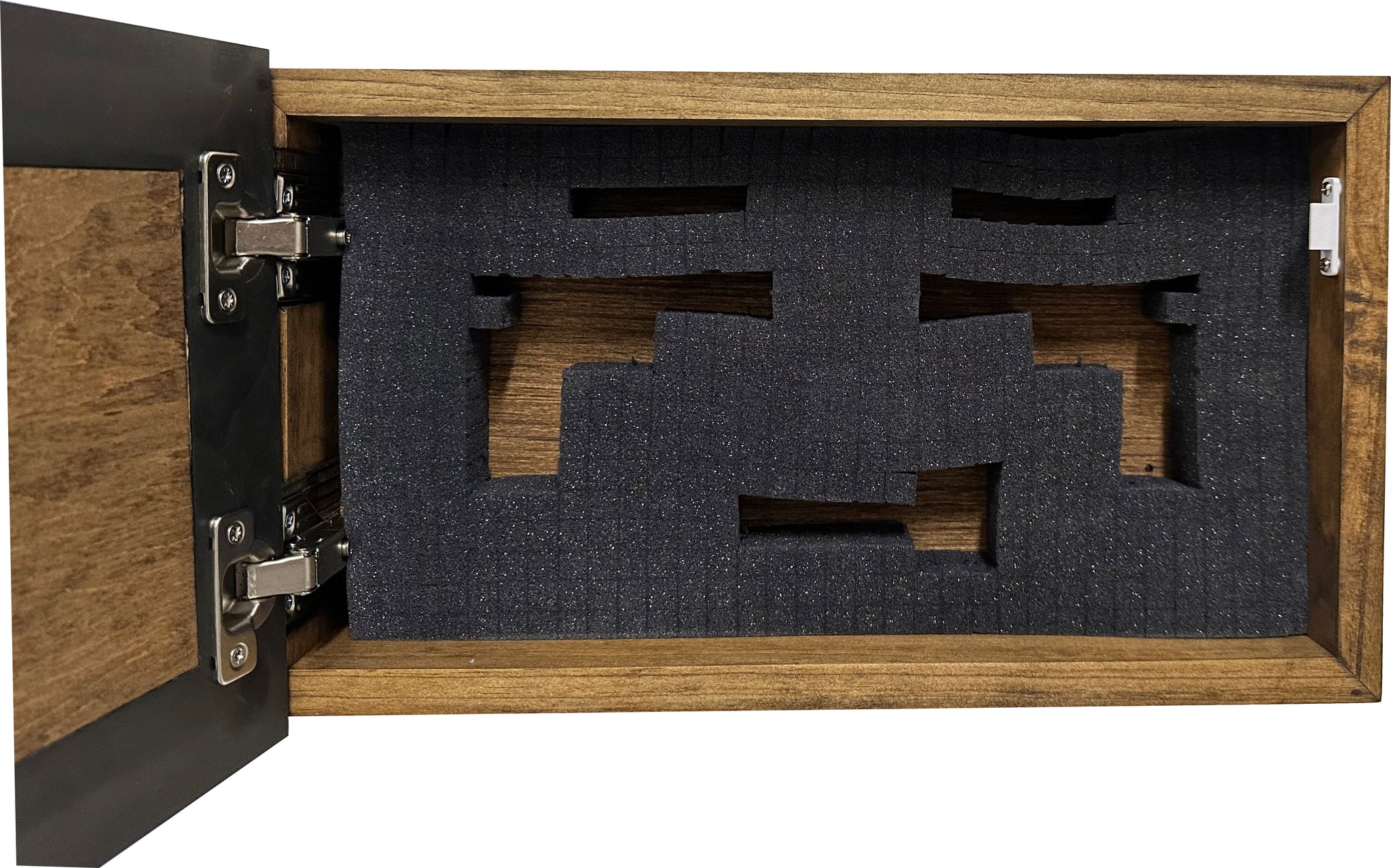 Faith Over Fear Decorative Wall-Mounted Secure Gun Cabinet full open 