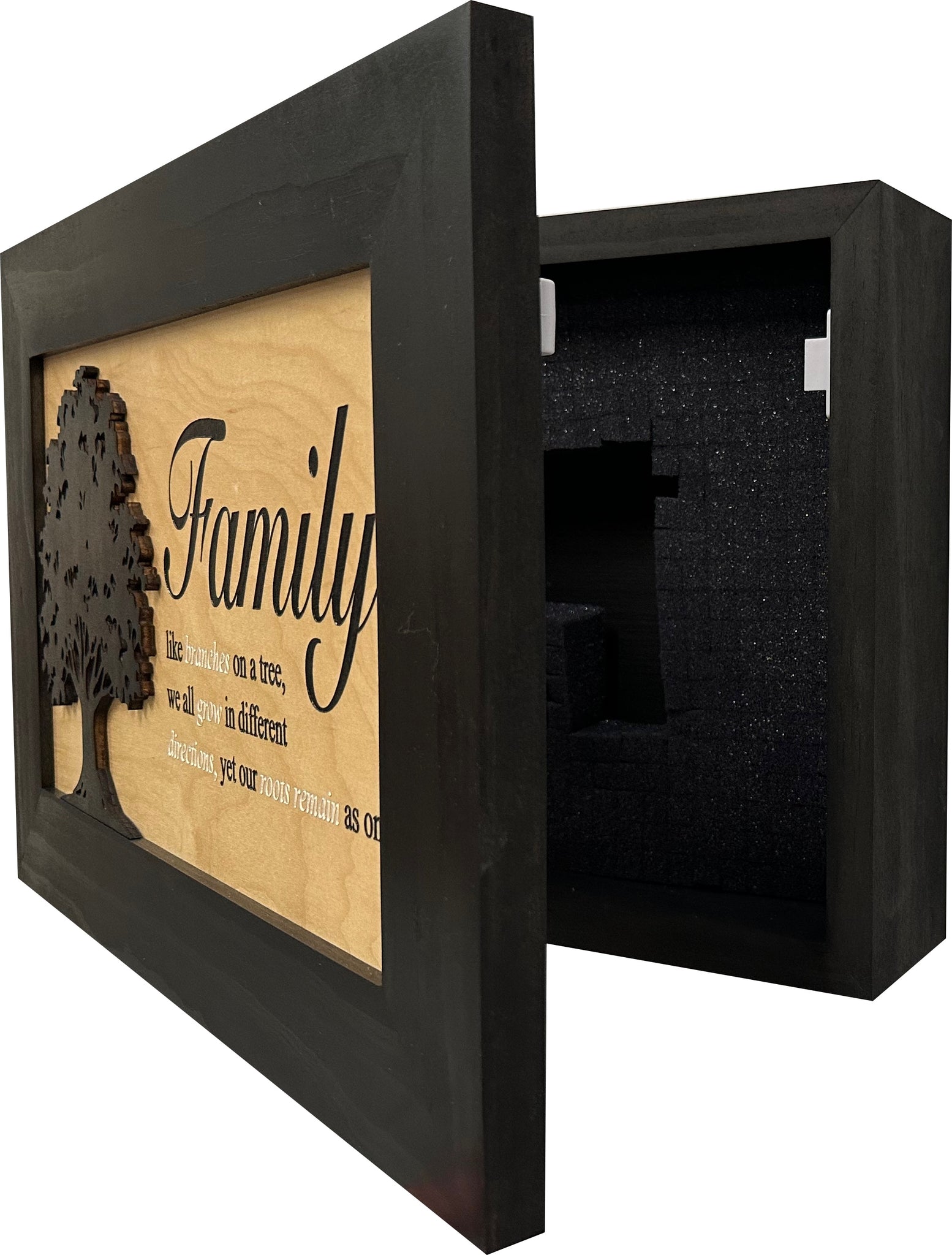 Family Branches Decorative Gun Storage Cabinet Partial Open