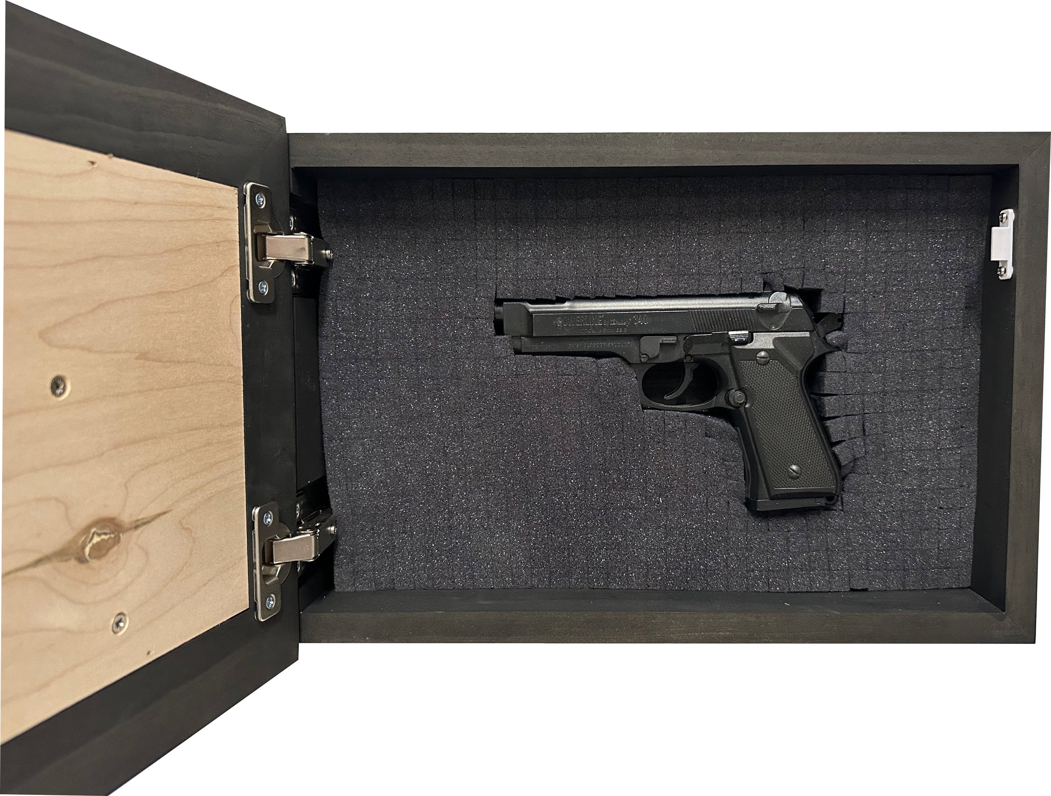 Family Branches Decorative Gun Storage Cabinet full Open with gun inside