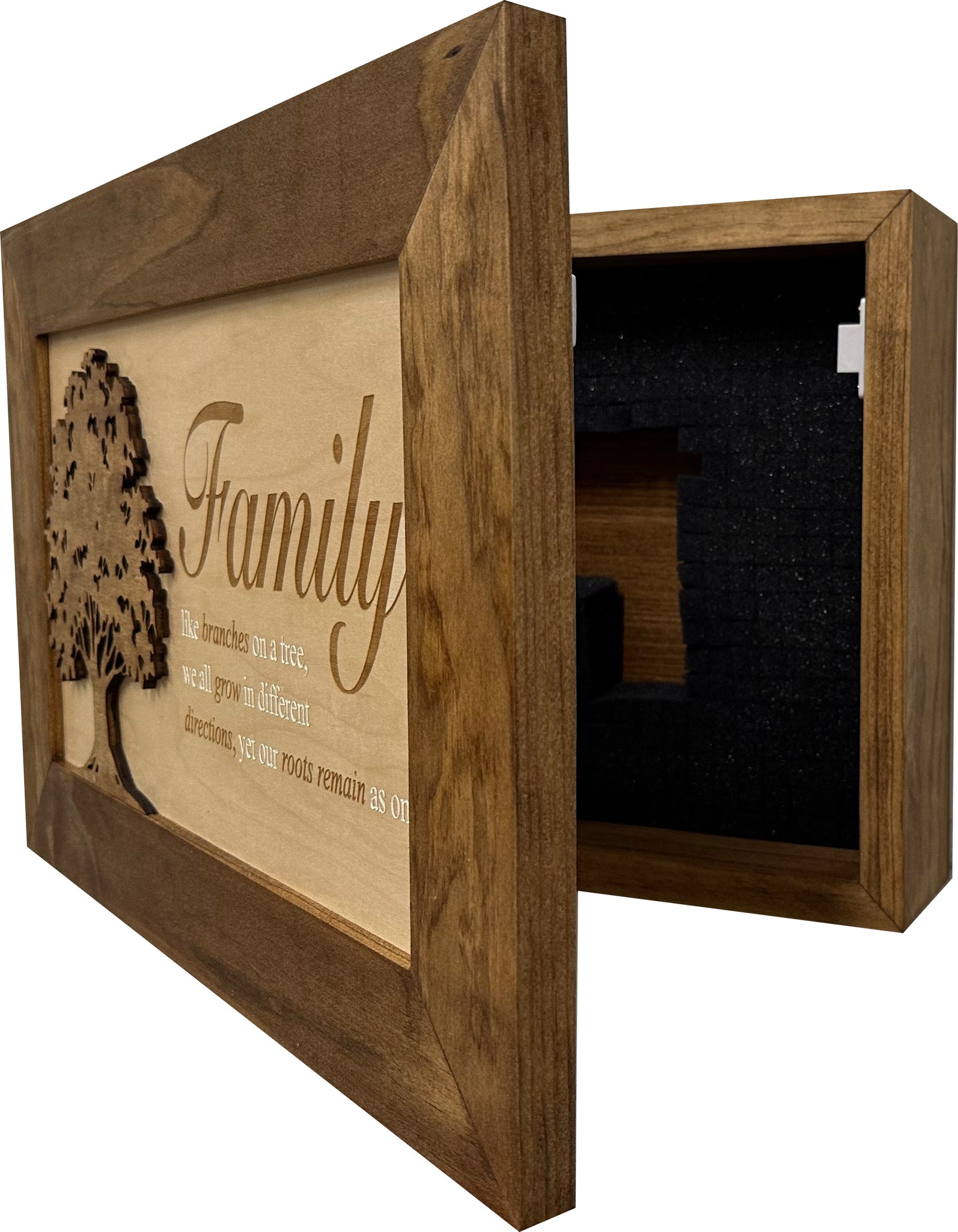 Family Branches Decorative Secured Gun Storage Cabinet Partial Open