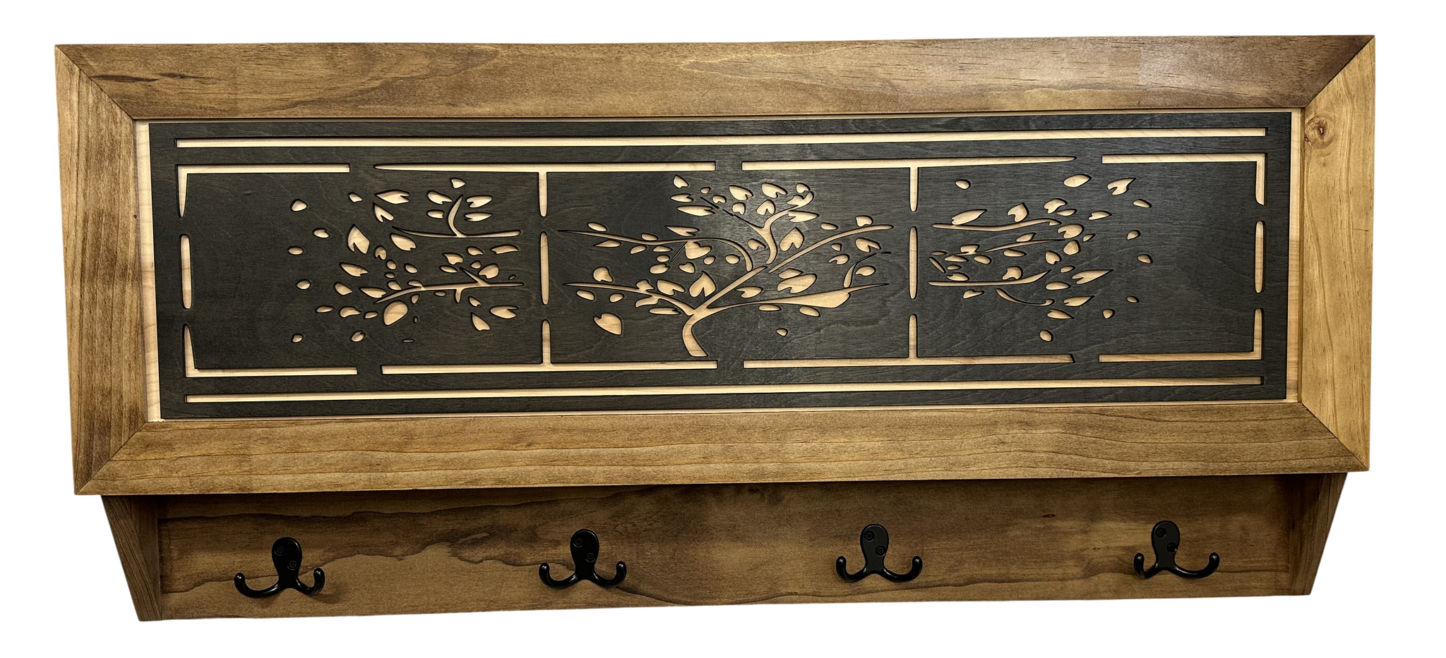 Family Tree Coat Rack Gun Concealment Large Gun Cabinets front look with hooks