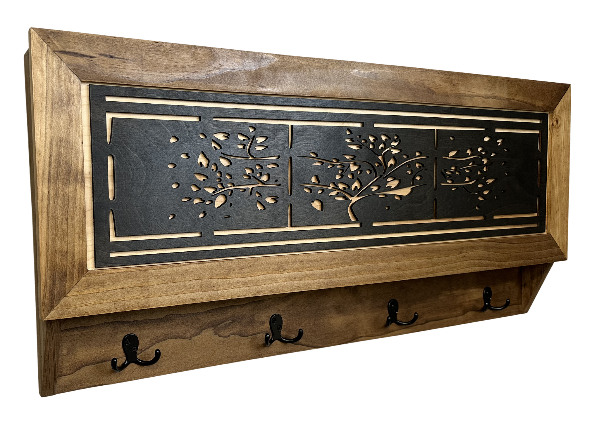 Family Tree Coat Rack Gun Concealment Large Gun Cabinets with side look and hooks