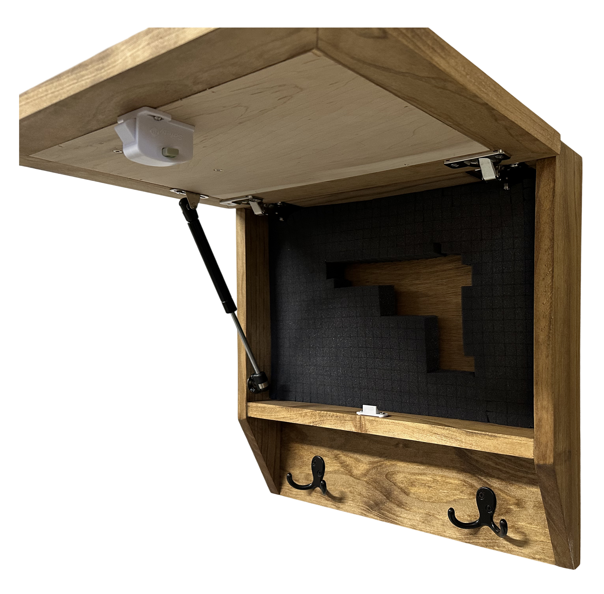 Family Tree Gun Safe Coat Rack Wooden Hidden Gun Cabinet with side inner view
