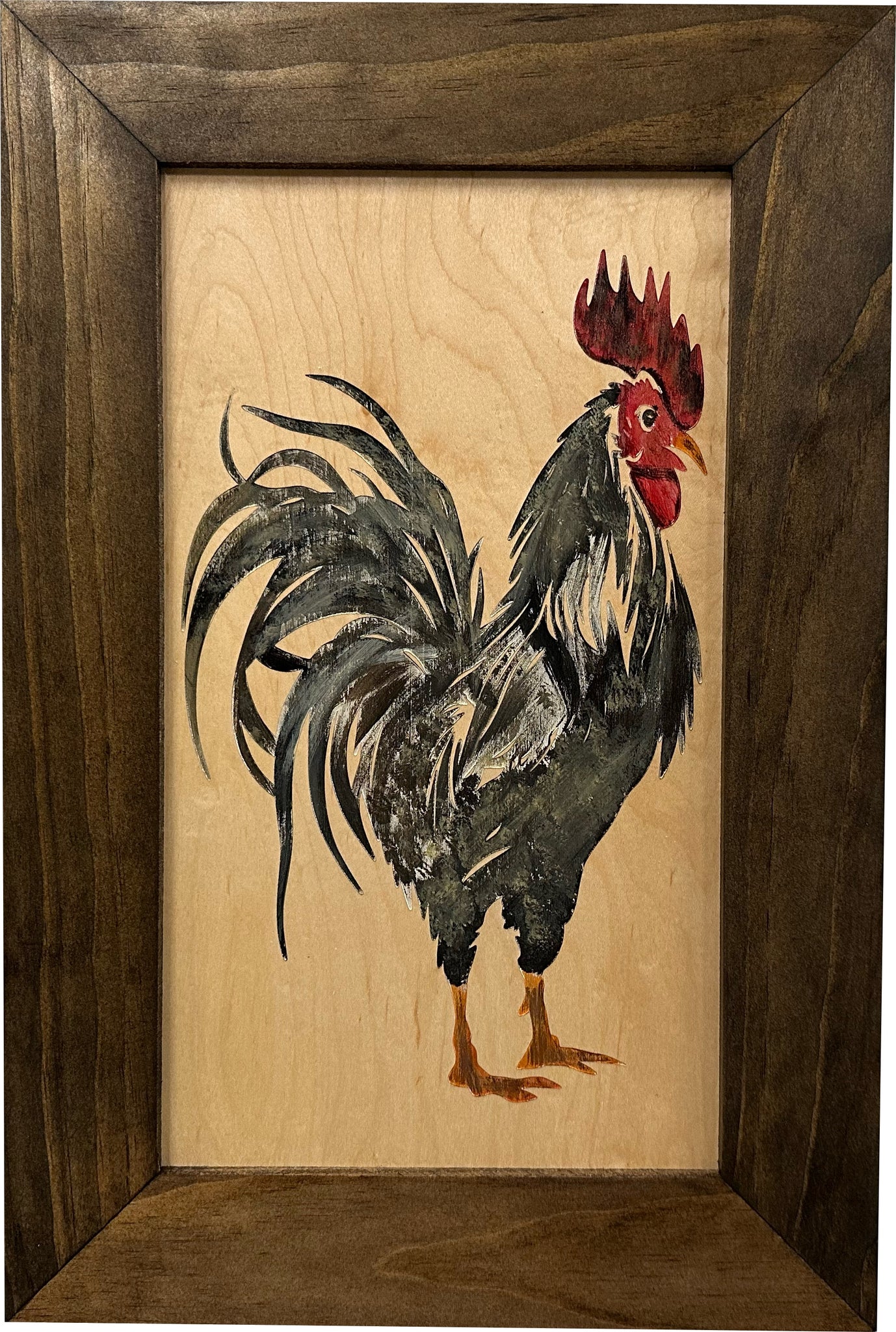 Farmhouse Rooster Art Hidden Gun Cabinet | Wall Décor Safe front look