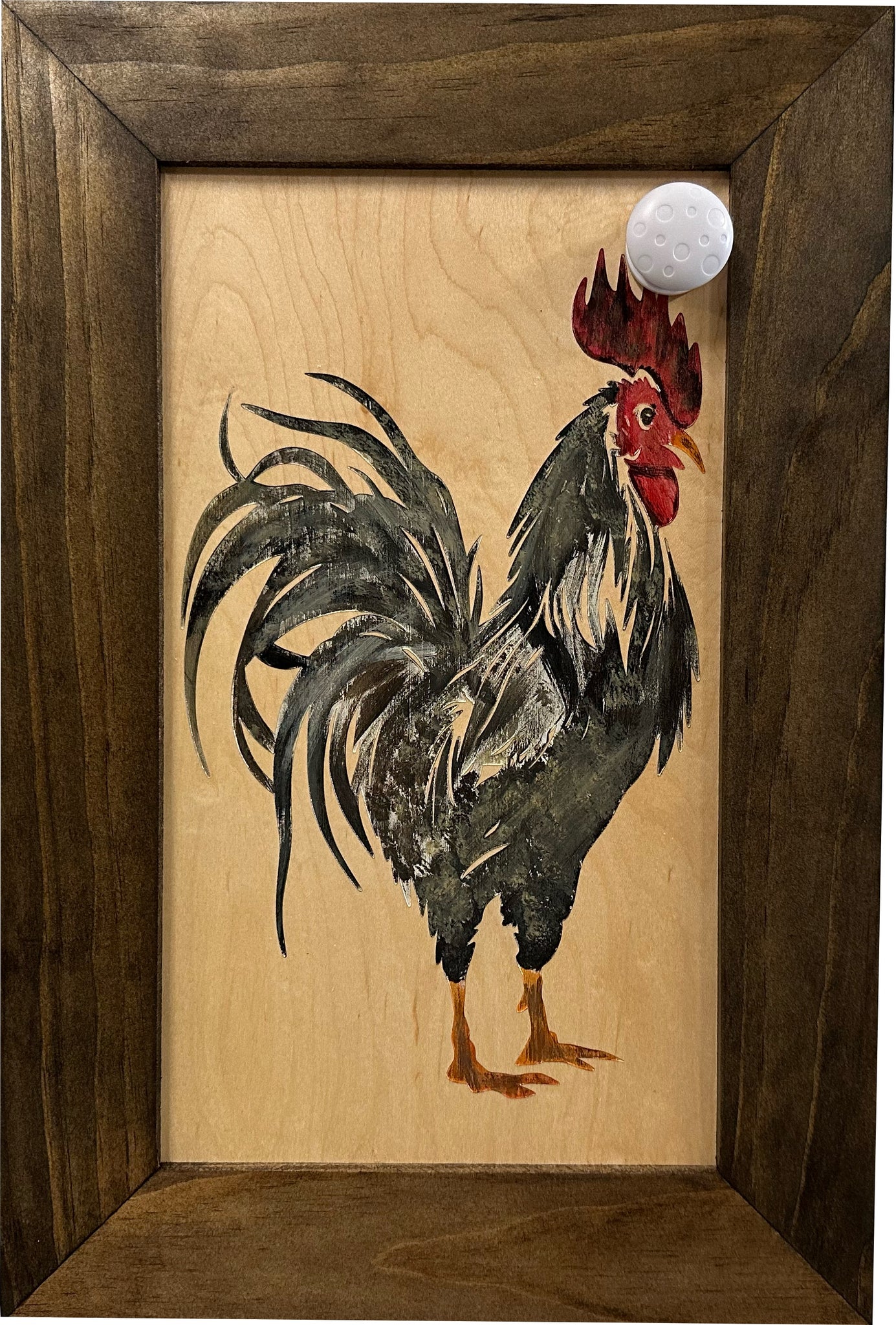 Farmhouse Rooster Art Hidden Gun Cabinet | Wall Décor Safe with key