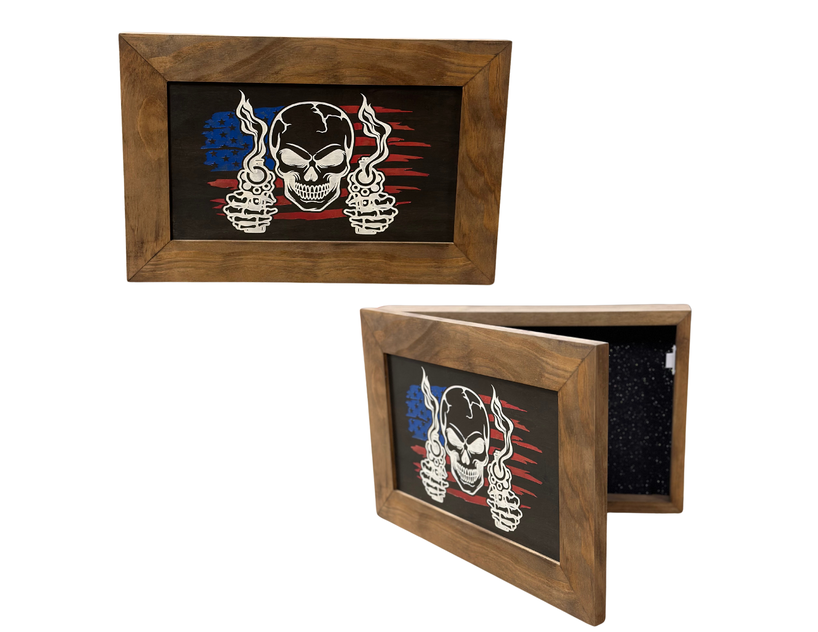 Flag Skull Wall Mounted Decorative Hidden Gun Cabinet
