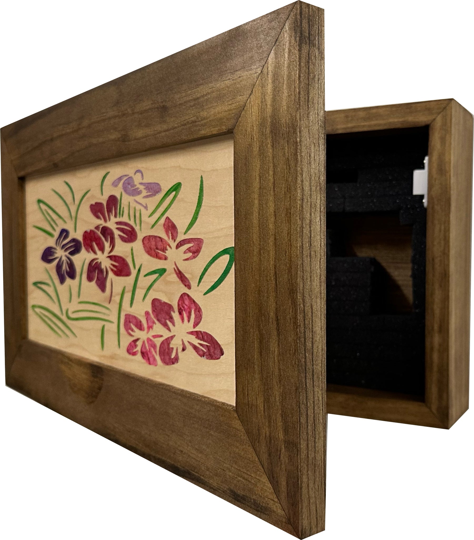 Floral Theme Hidden Gun Safe Wall Cabinet partial look