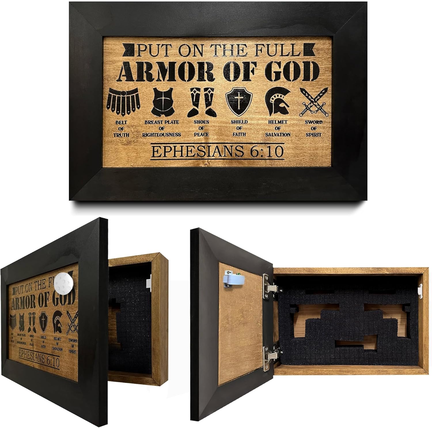 Full Armor of God Ephesians 6:10 Hidden Gun Storage Cabinet