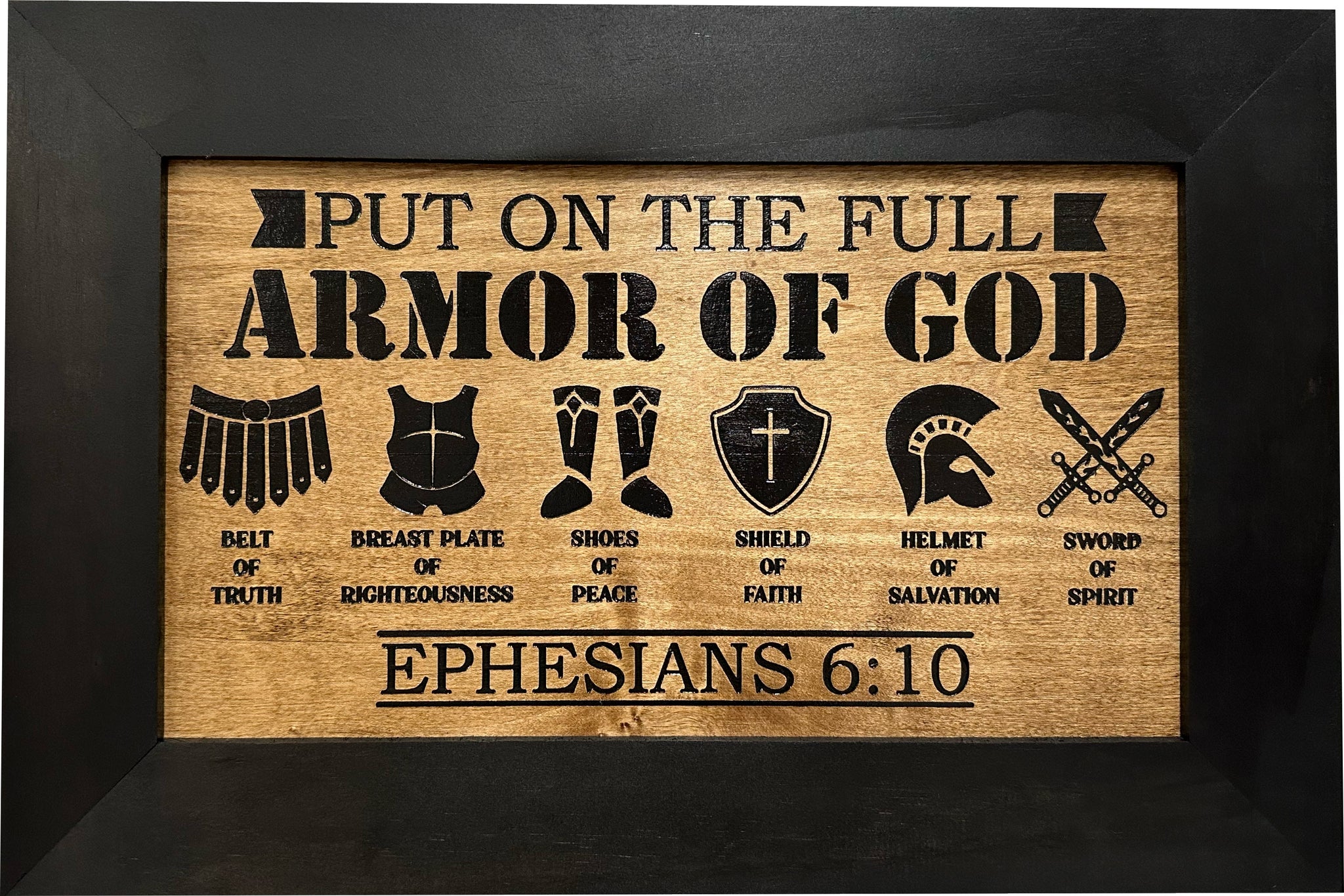 Full Armor of God Ephesians 6:10 Hidden Gun Storage Cabinet Front view