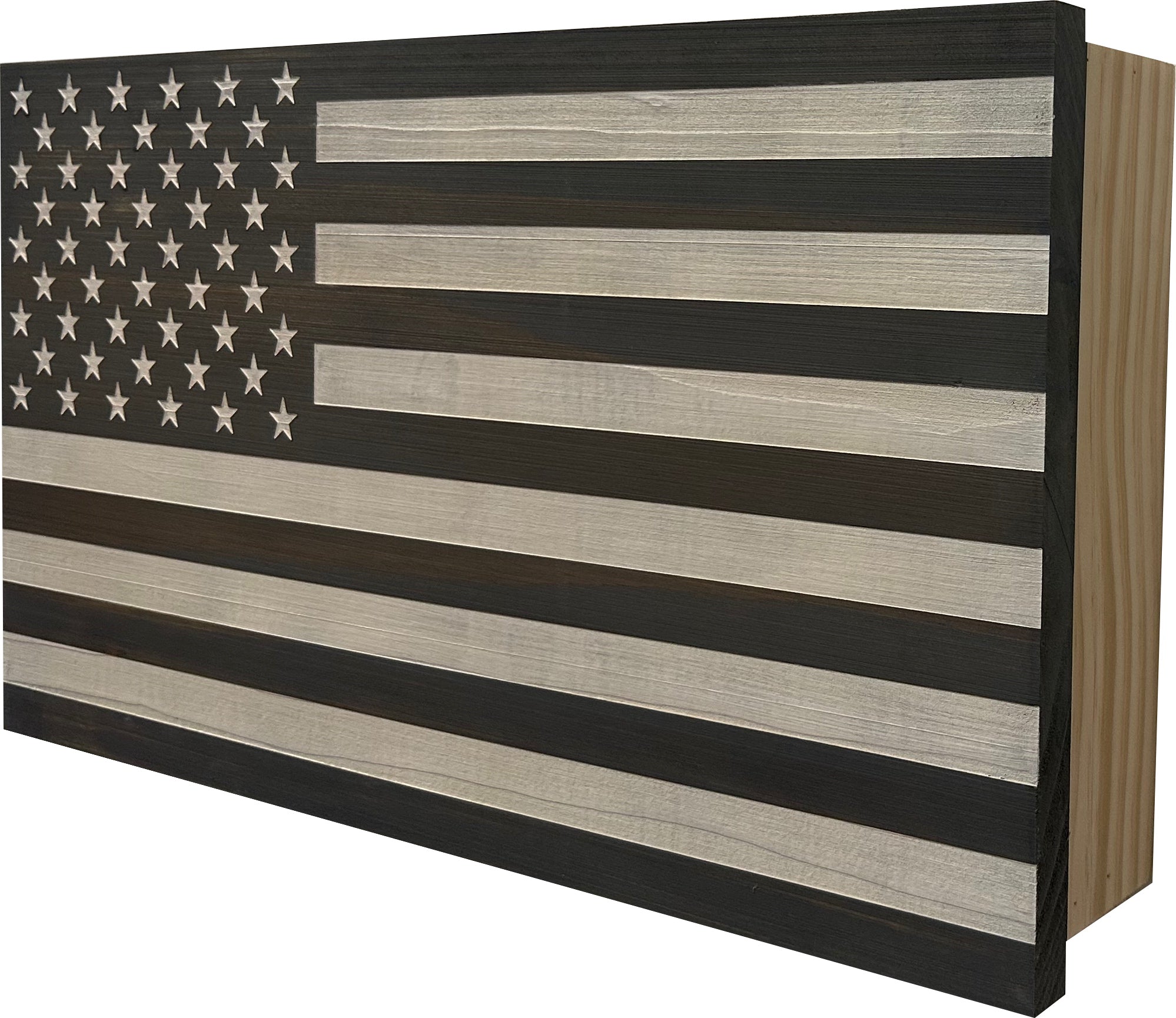Gray & White American Flag Decorative Wall-Mounted Gun Cabinet side view