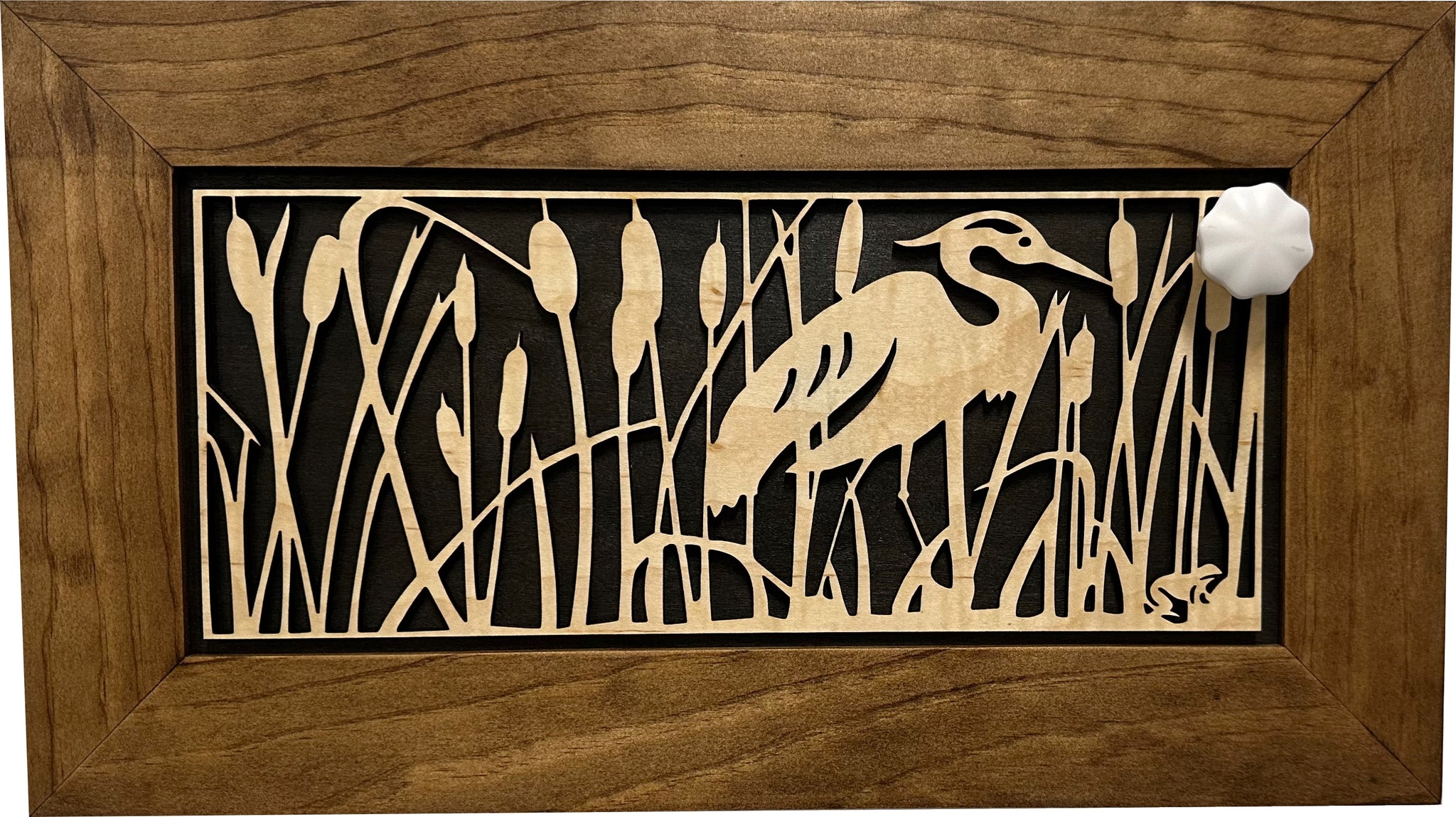 Heron Cattails Wall Hidden Gun Safe | Concealed Storage with key