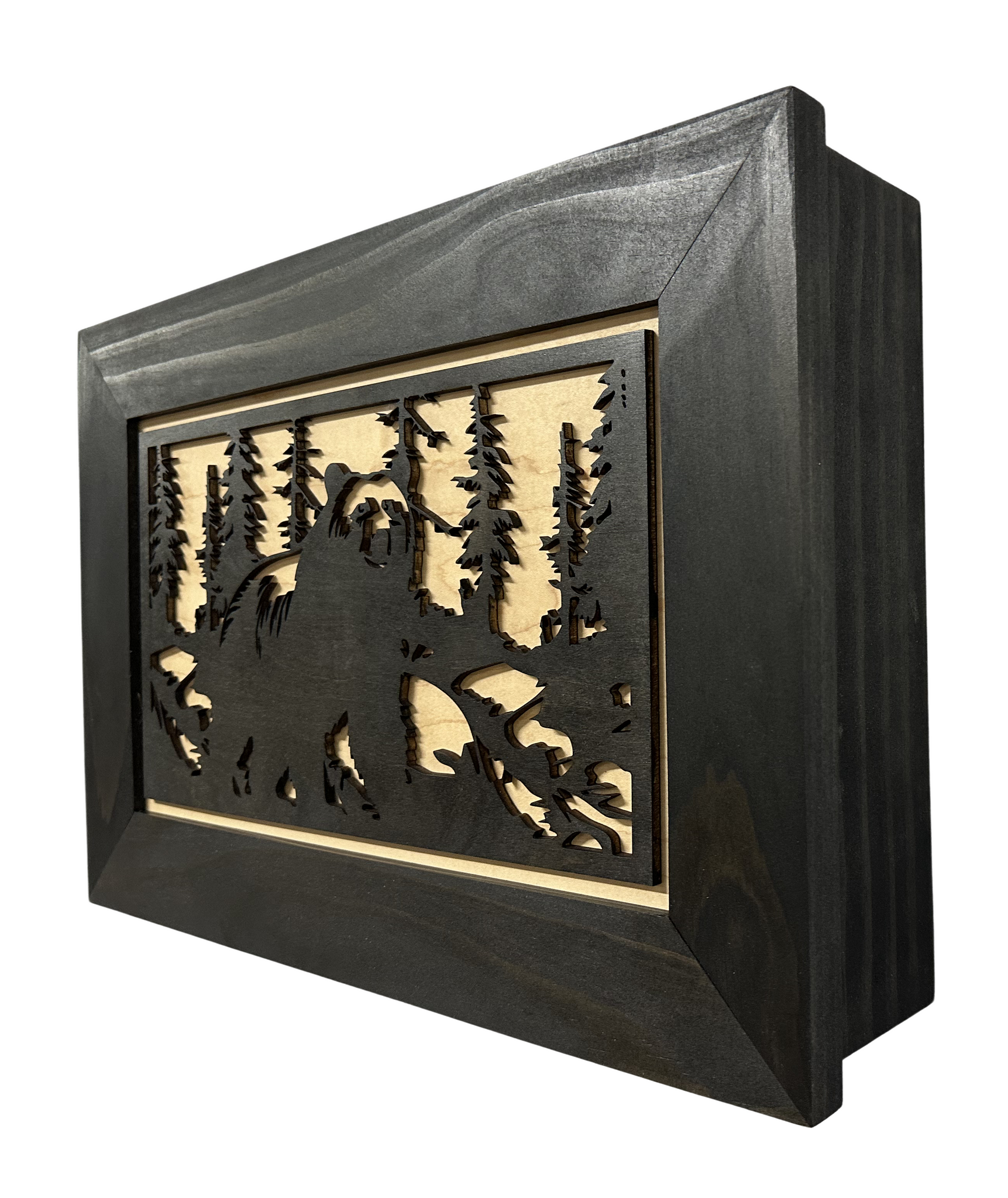 Hidden Black Bear Wall-Mounted Hidden Gun Cabinet with side look