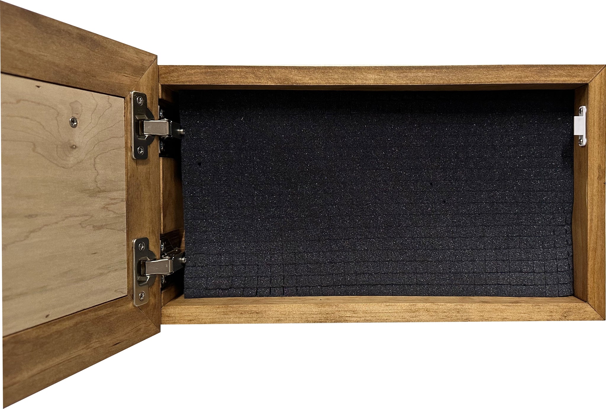 Home Defense Cabinet | Eagle & Stream Concealment Wall Art inside storage view