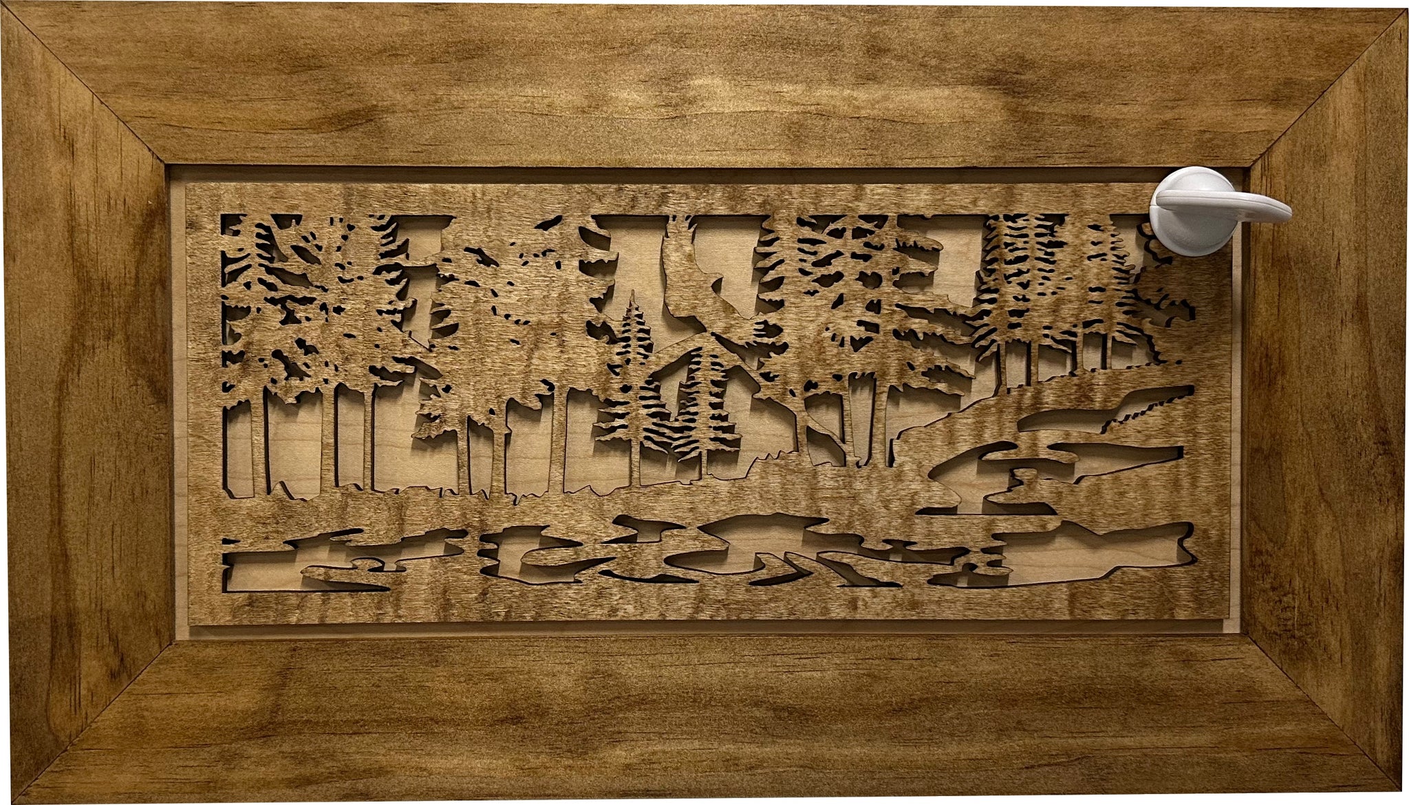 Home Defense Cabinet | Eagle & Stream Concealment Wall Art with key