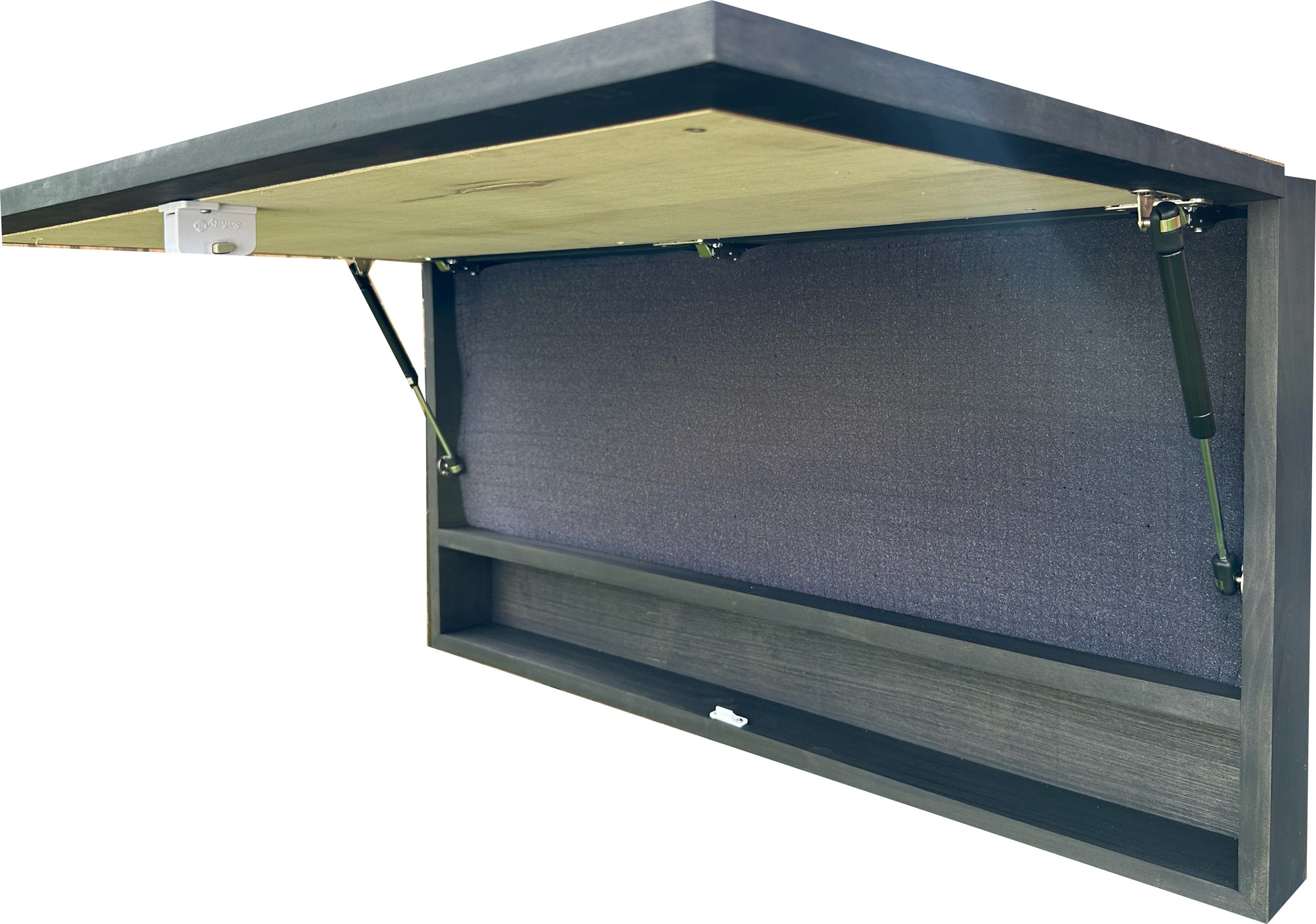 Horses Grazing Gun Concealment Hidden Gun Cabinet with partial open look
