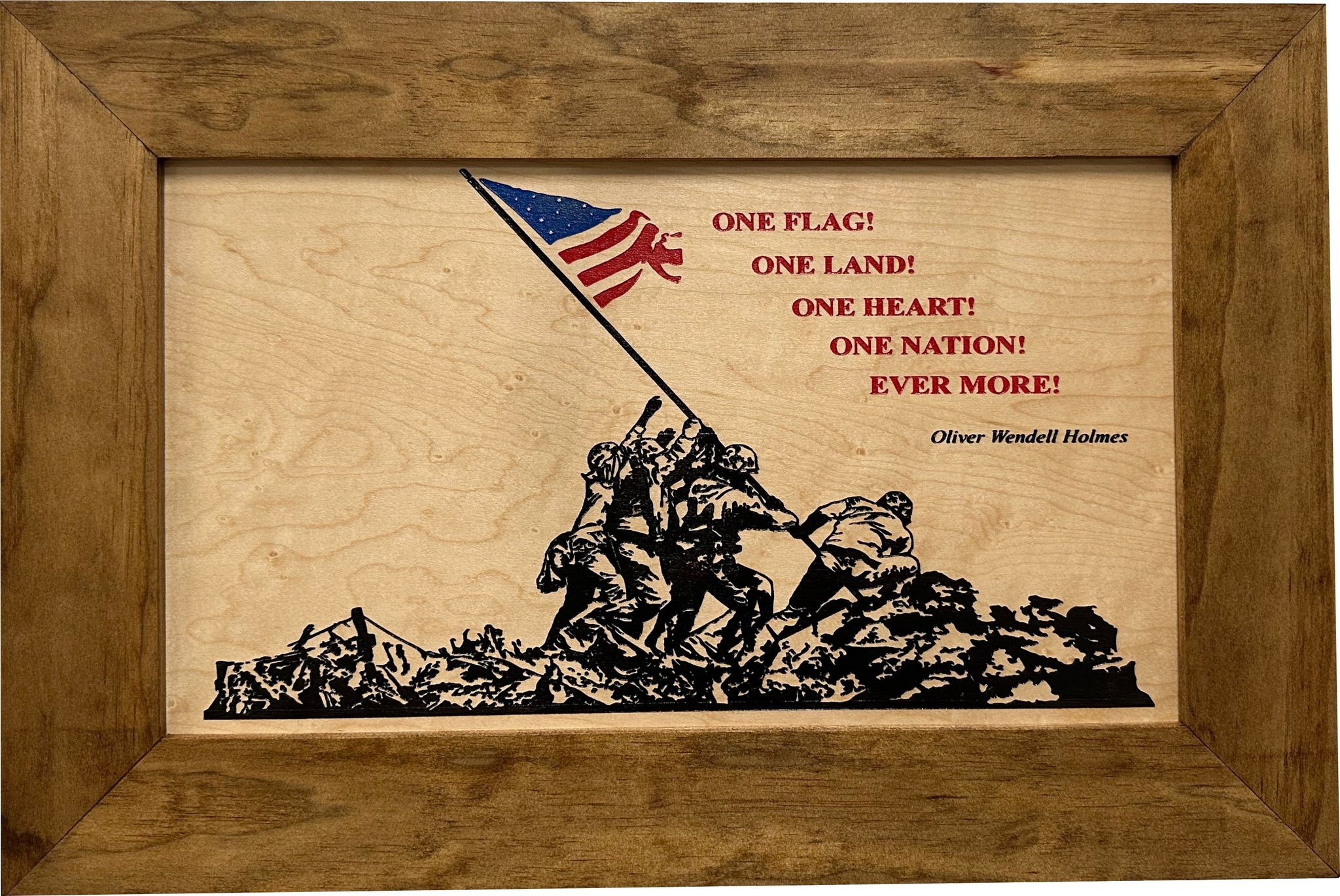 Iwo Jima Flag Raising Decorative Wall-Mounted Gun Cabinet close look