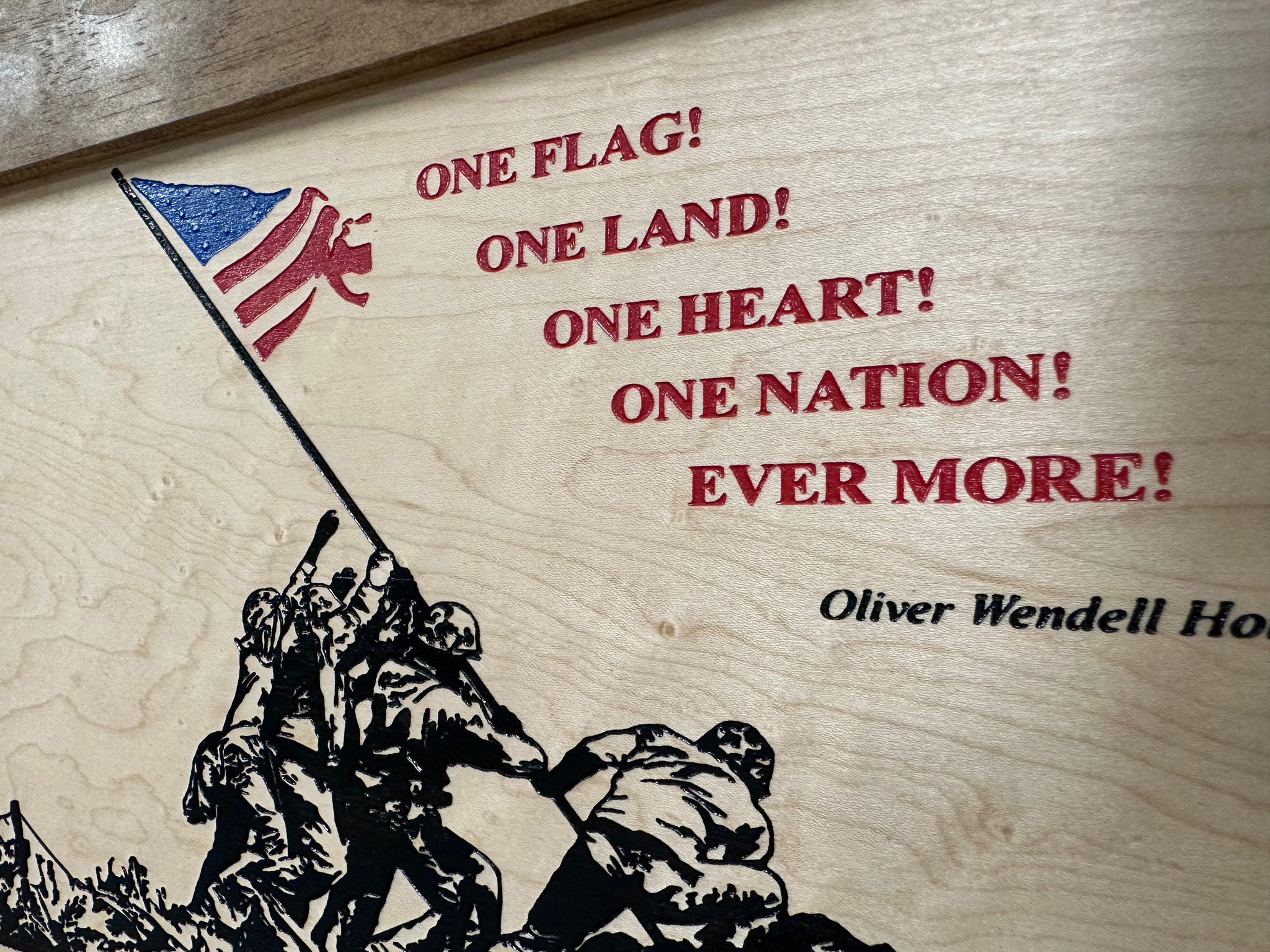 Iwo Jima Flag Raising Decorative Wall-Mounted Gun Cabinet close look view