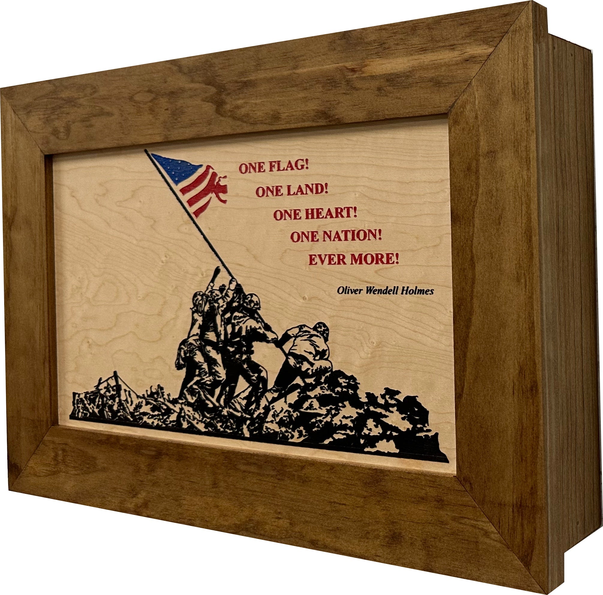 Iwo Jima Flag Raising Decorative Wall-Mounted Gun Cabinet side view