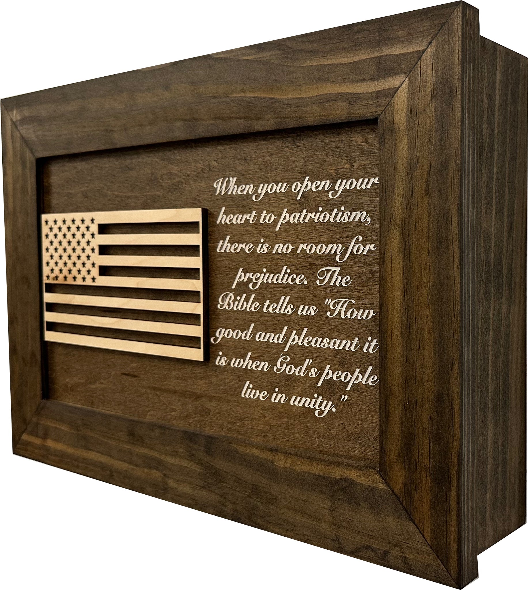 Jacobean American Flag & Patriotism Wall-Mounted Gun Cabinet full side look