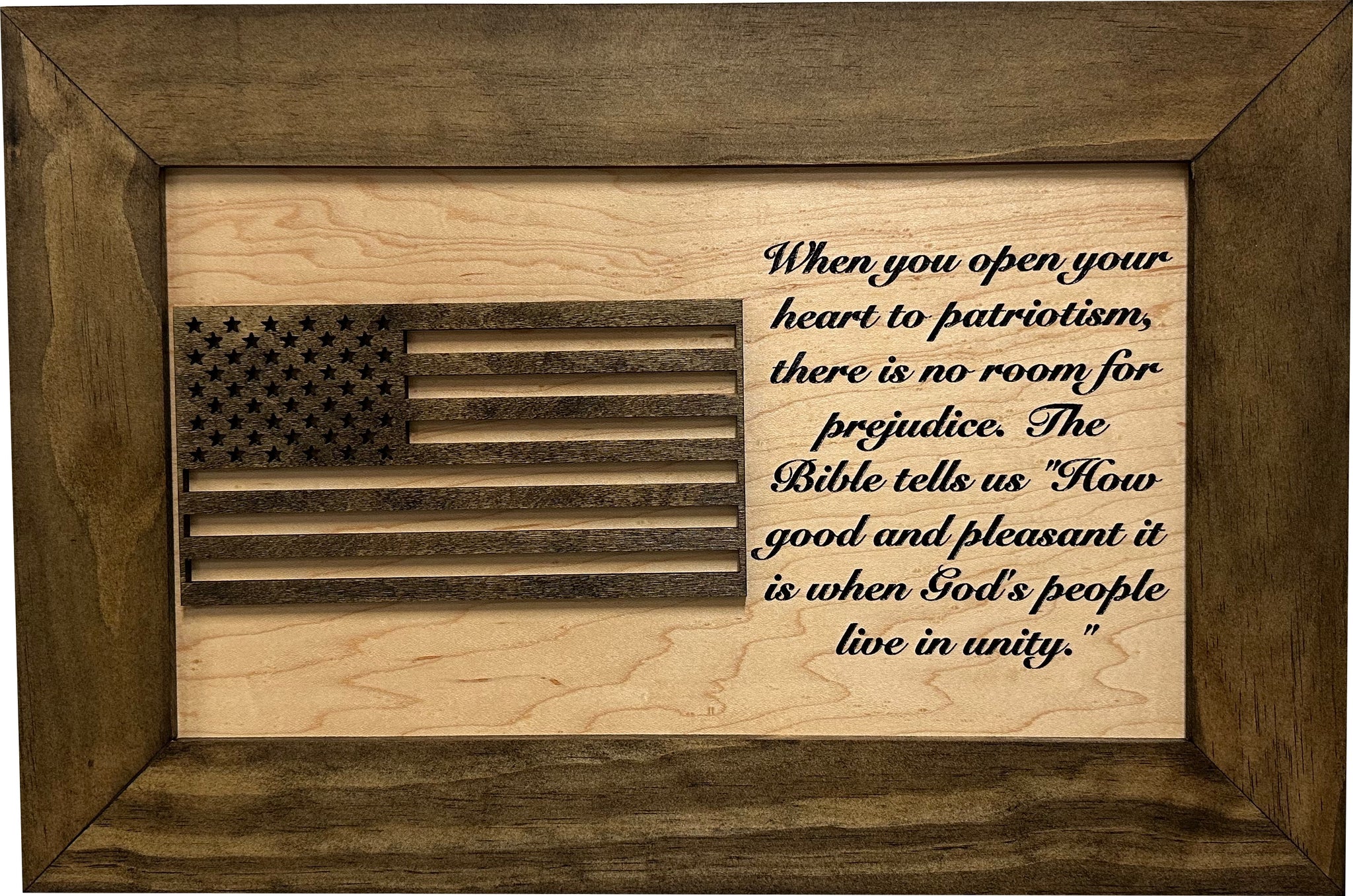 Jacobean & Natural American Flag Wall-Mounted Gun Cabinet close look