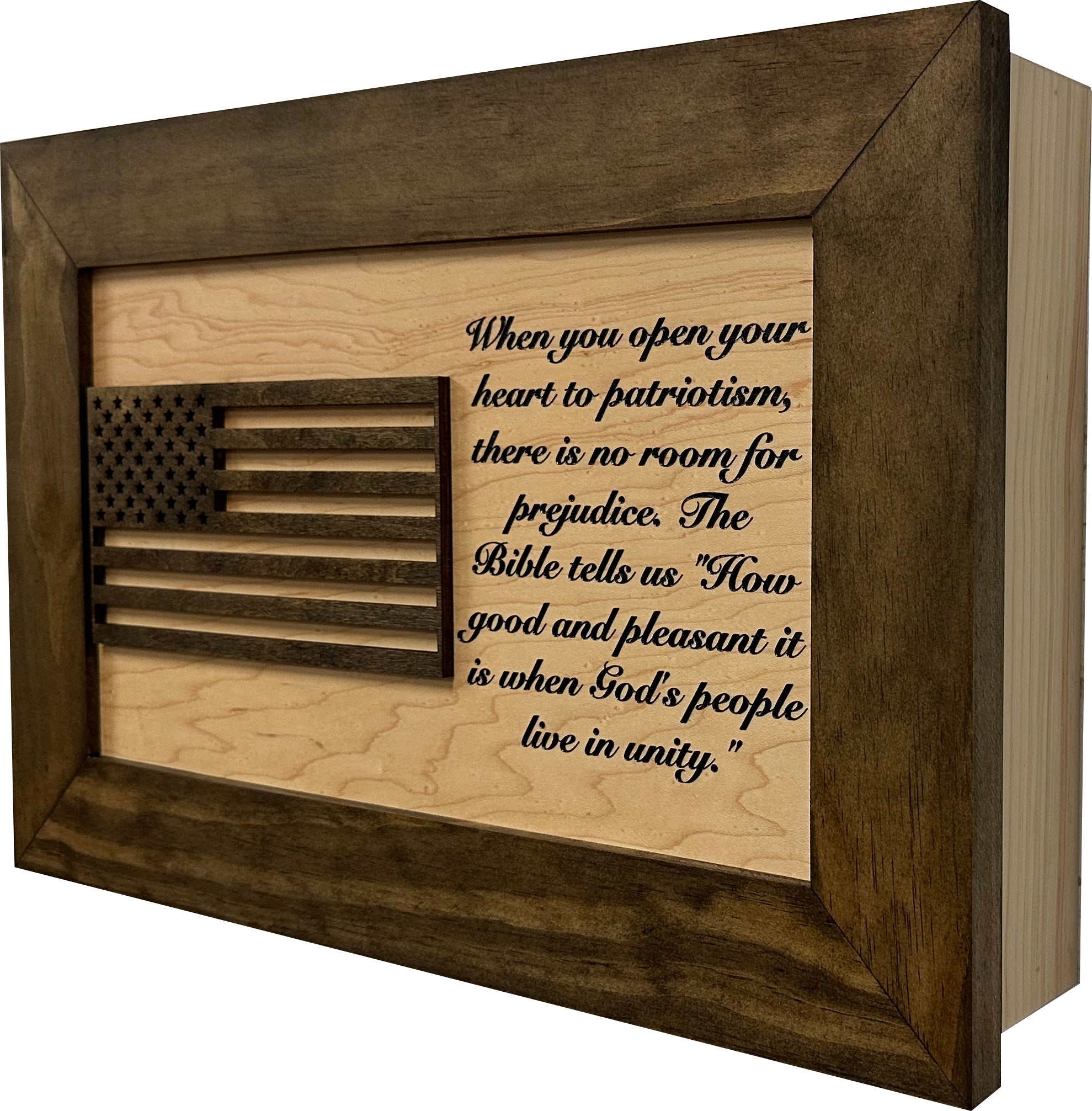 Jacobean & Natural American Flag Wall-Mounted Gun Cabinet side full look