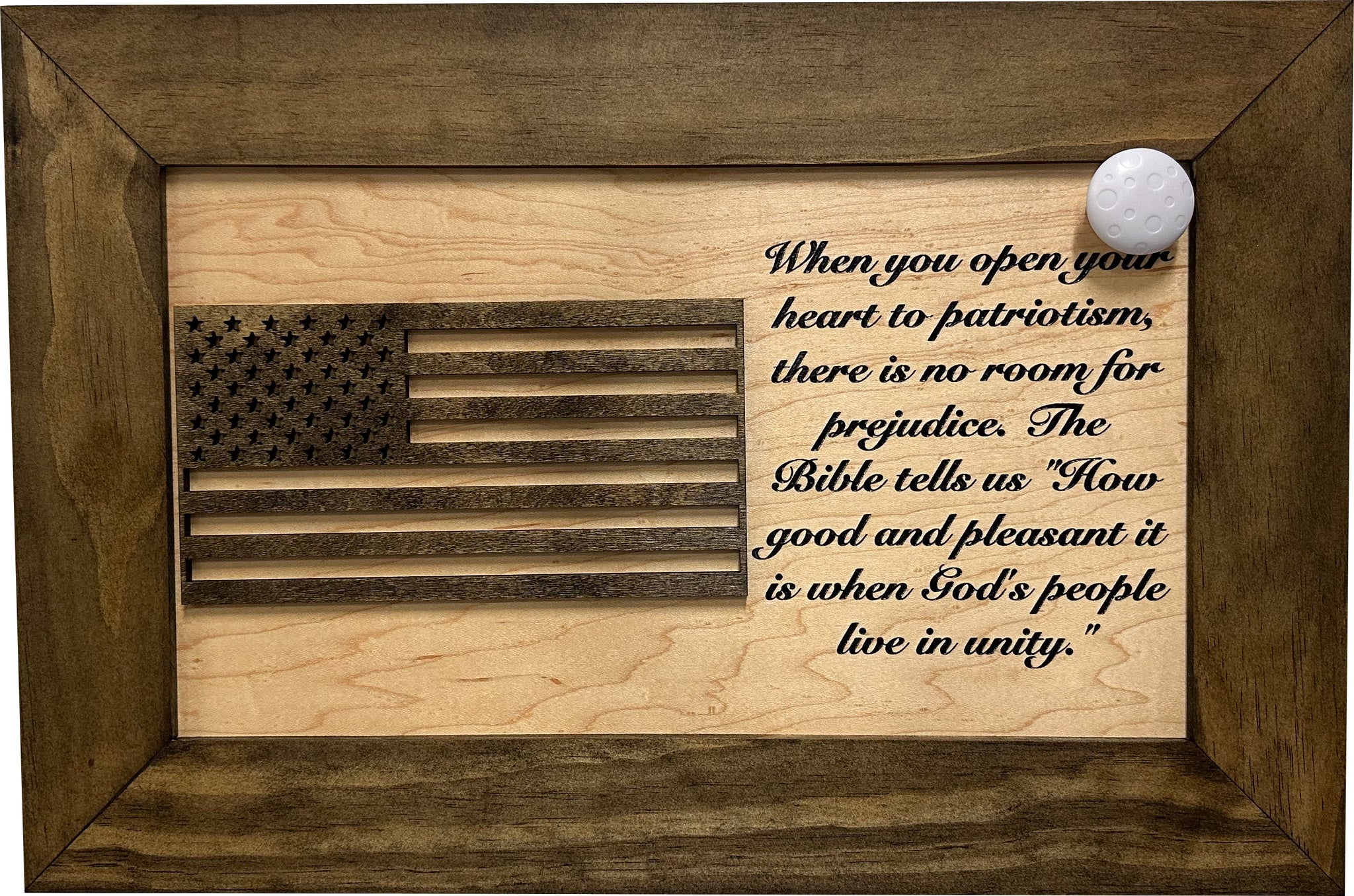 Jacobean & Natural American Flag Wall-Mounted Gun Cabinet with key