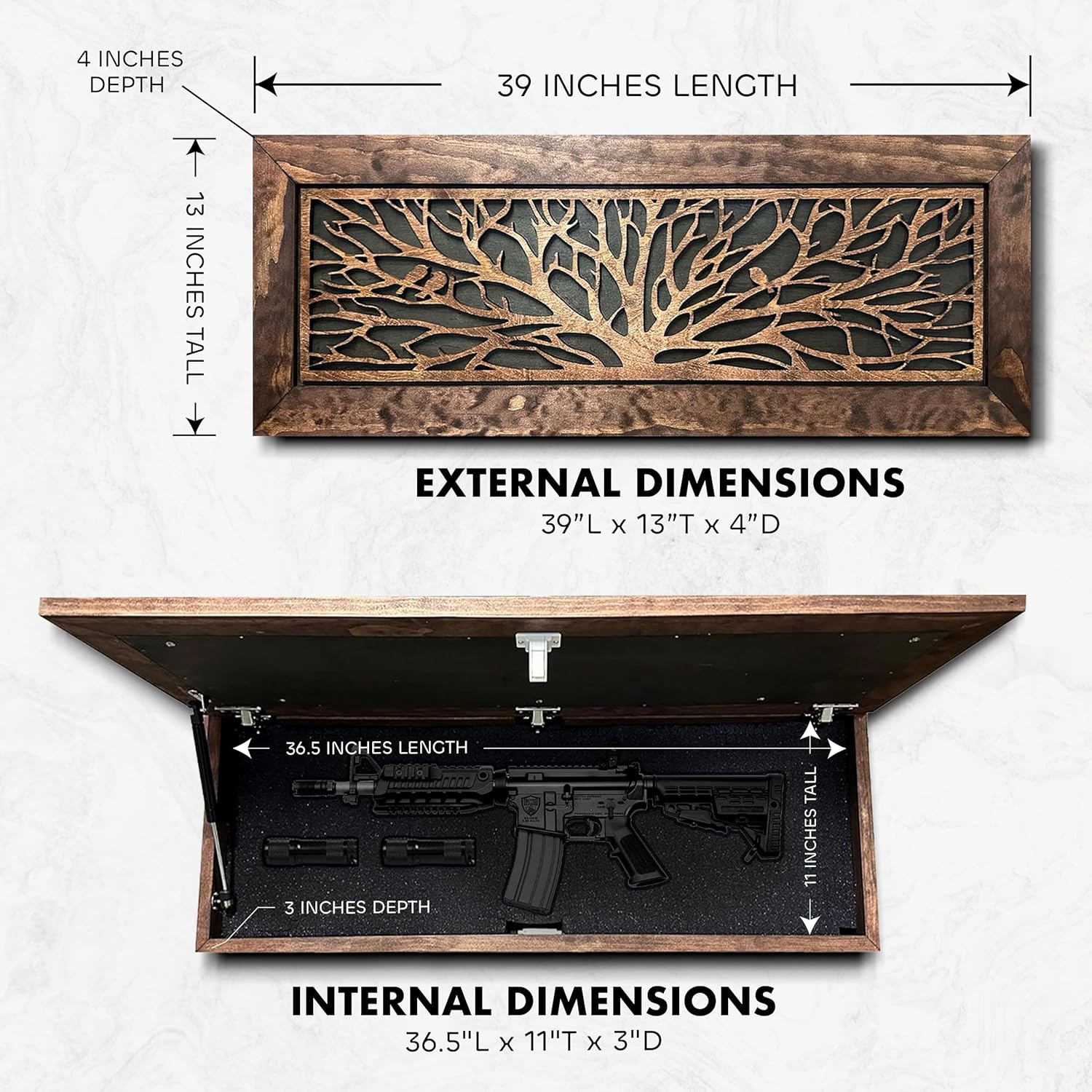 Large Birds in a Tree Gun Concealment Furniture with Dimensions