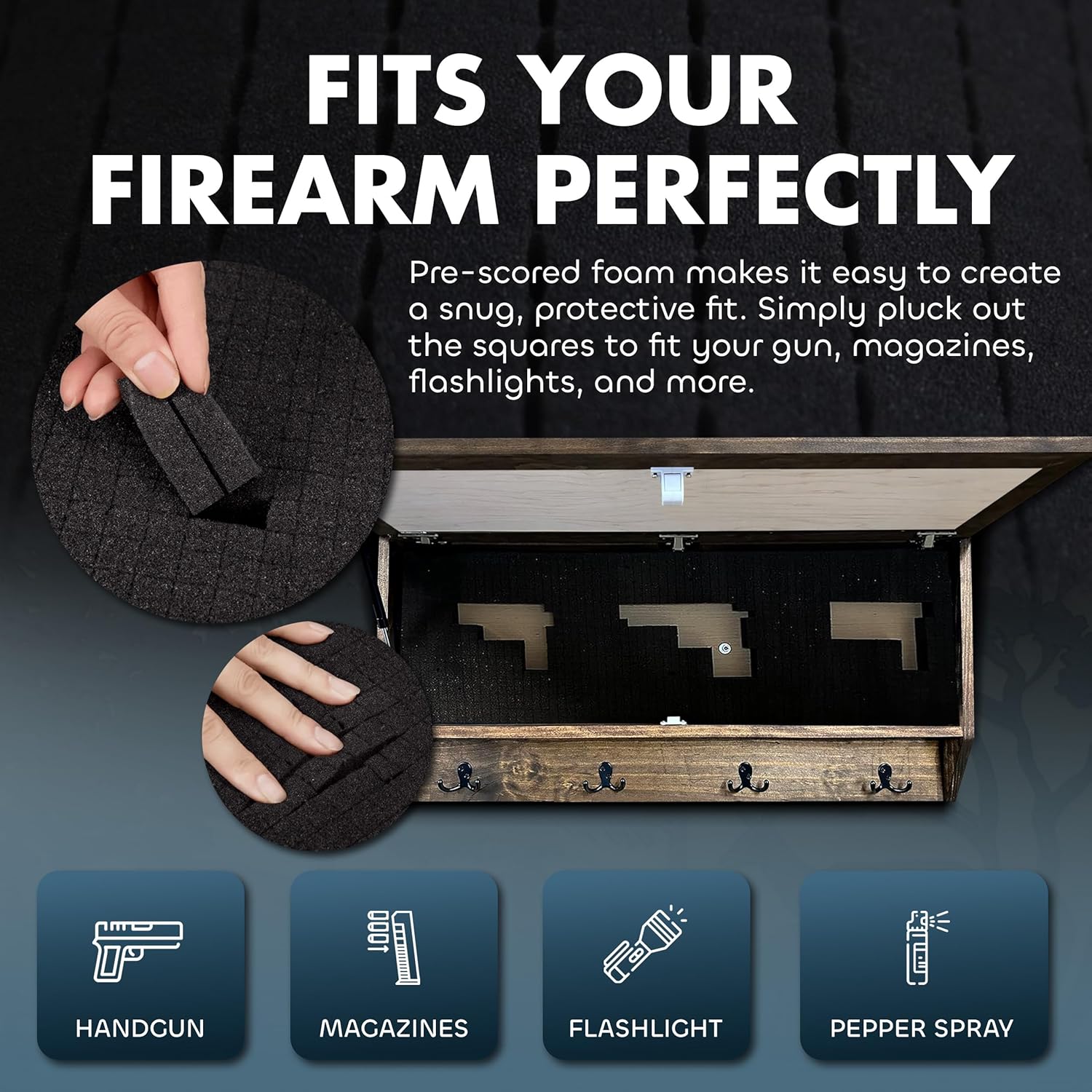 Large Deer Hunter Hidden Gun Storage Shelf fits your firearm perfectly