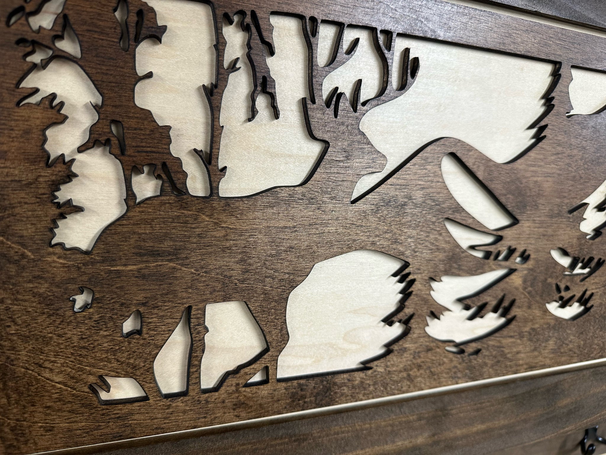 Large Deer Hunter Hidden Gun Storage Shelf with close look