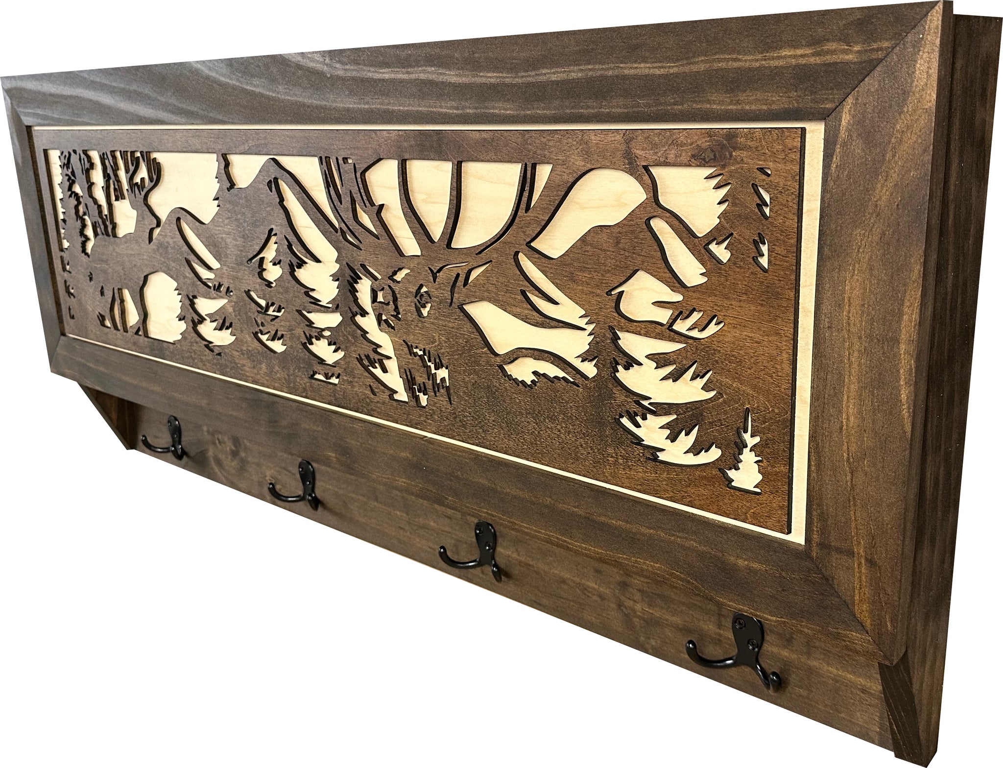 Large Deer Hunter Hidden Gun Storage Shelf with side look