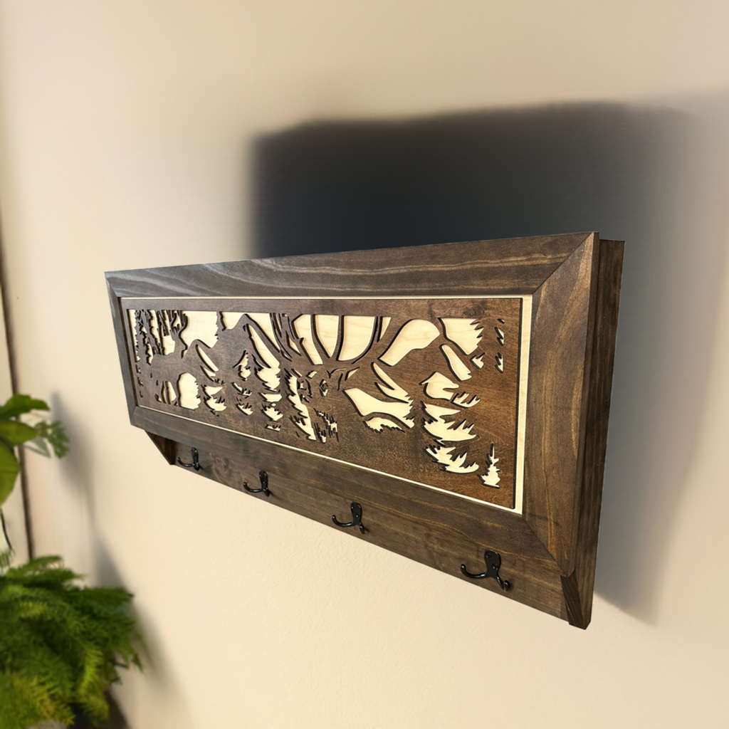 Large Deer Hunter Hidden Gun Storage Shelf with side look