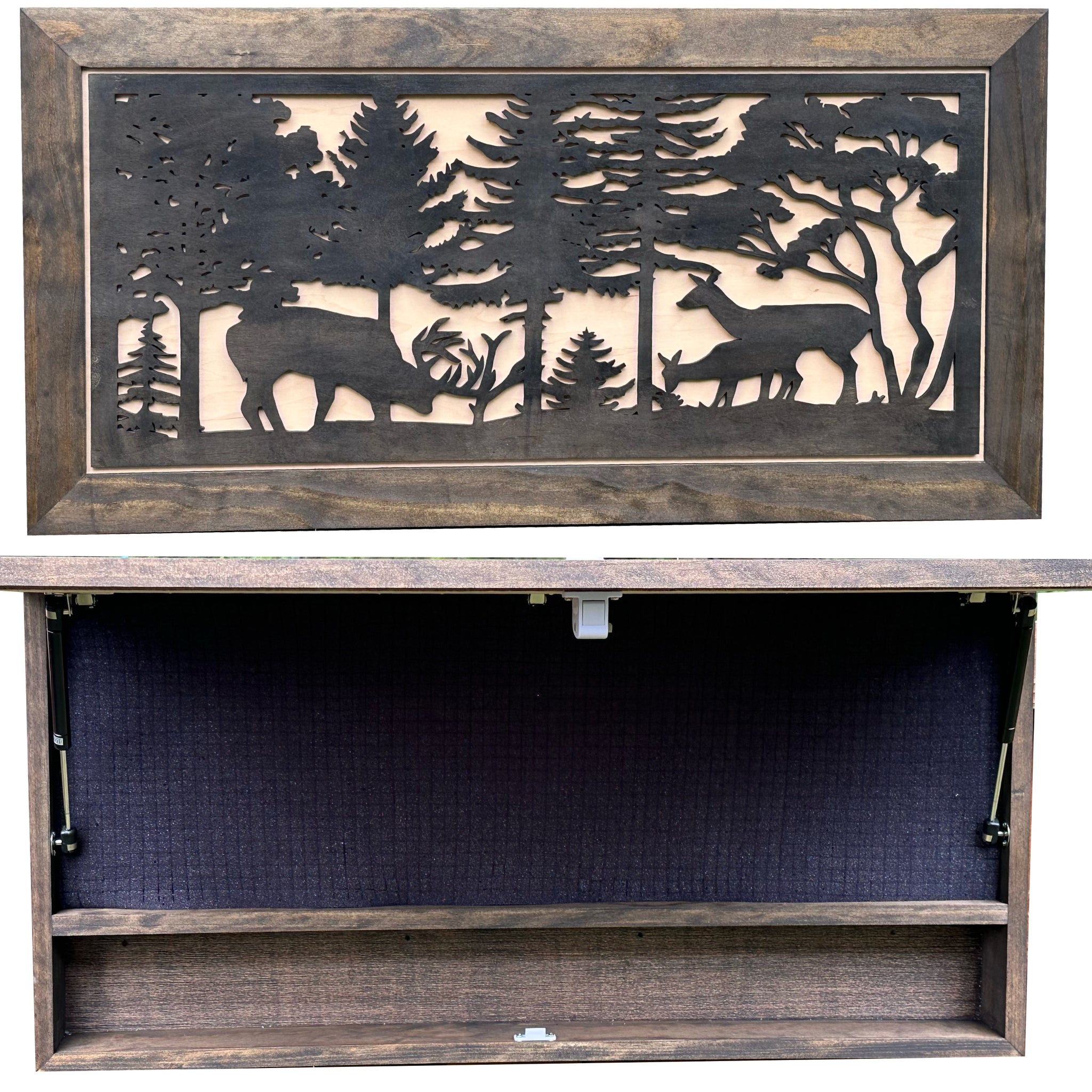 Large Deer Scene Hidden Gun Storage Cabinet with Front view
