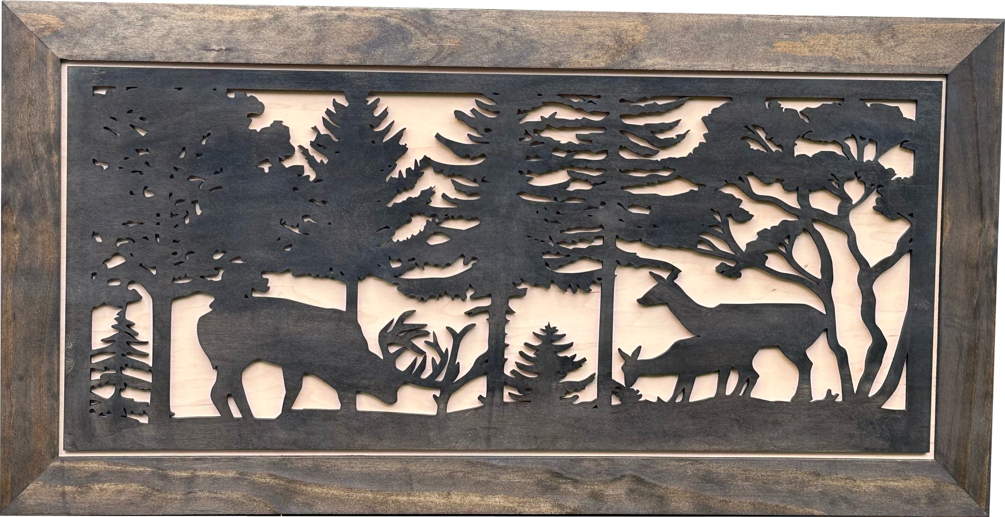 Large Deer Scene Hidden Gun Storage Cabinet with close look