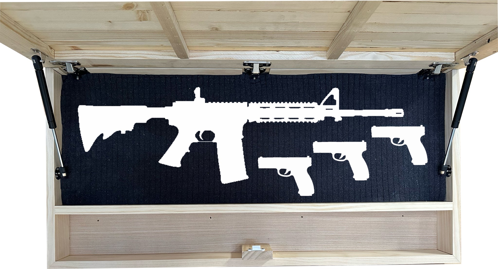 Large Deer Scene Hidden Gun Storage Cabinet with detailed gun illustration