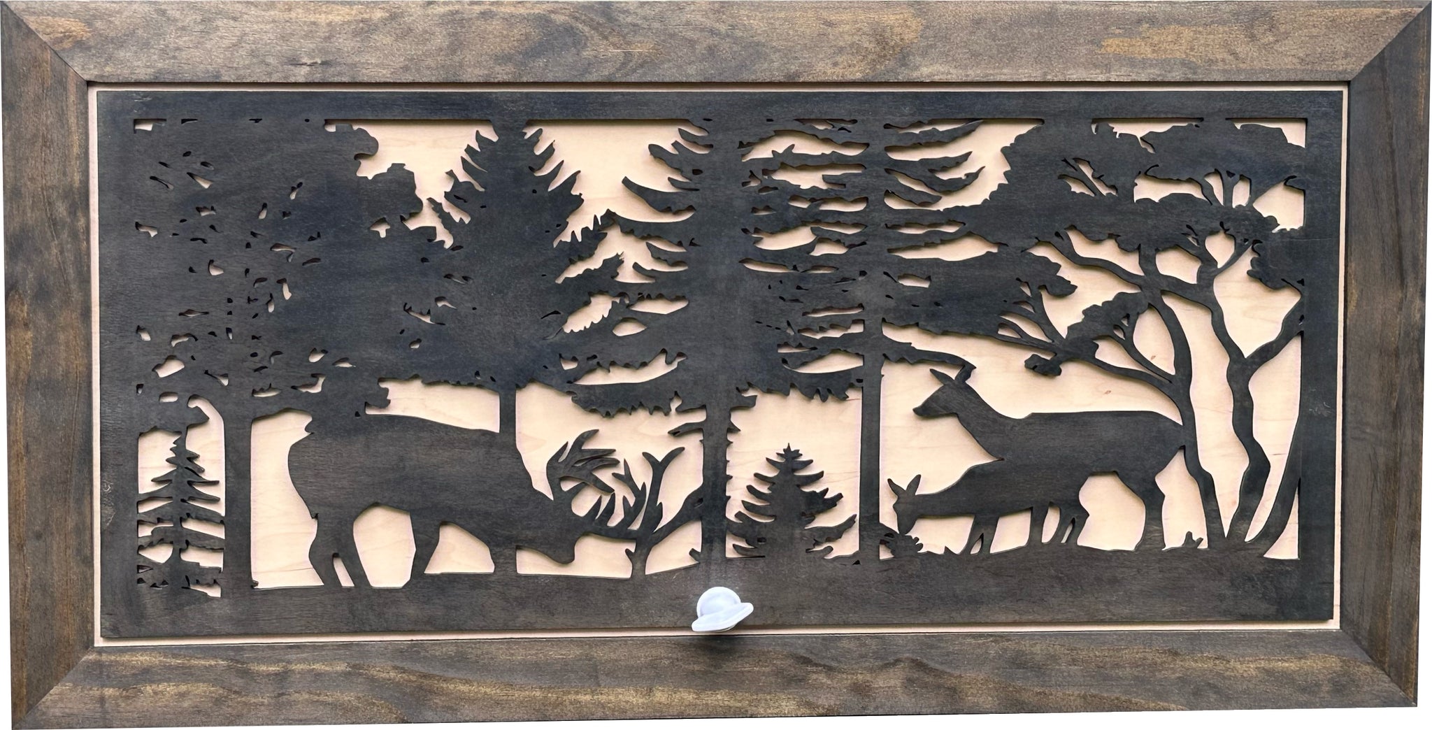 Large Deer Scene Hidden Gun Storage Cabinet with full close look