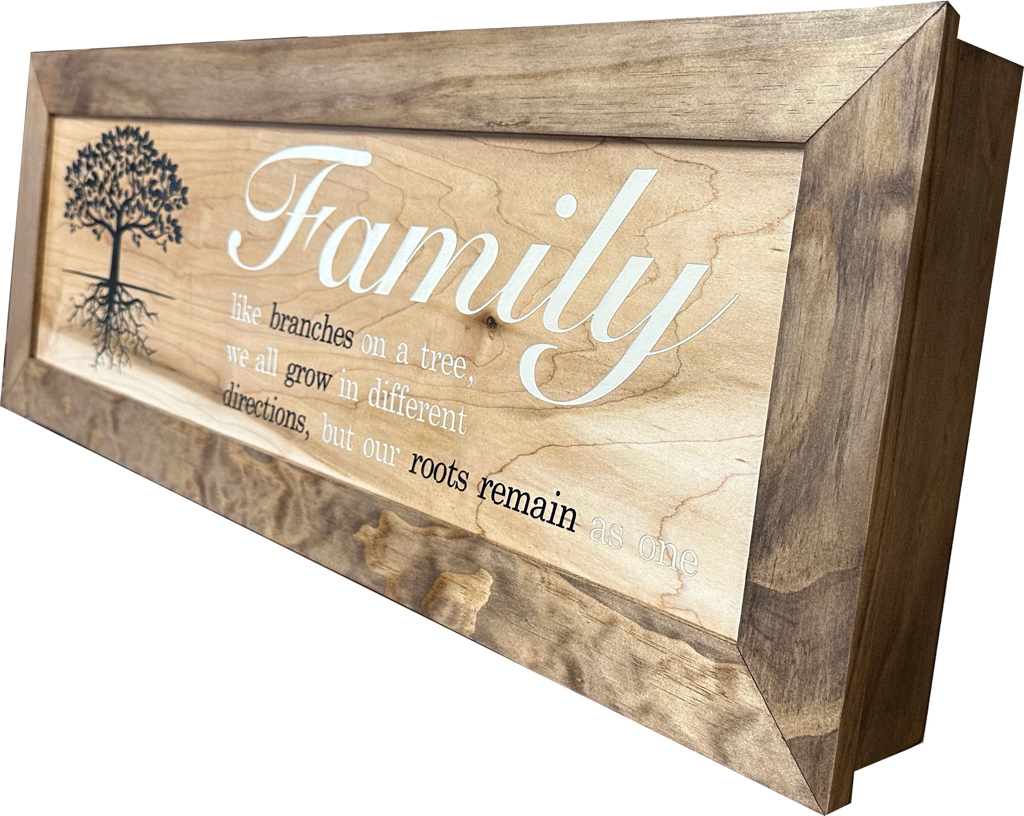 Large Hidden Gun Storage Cabinet with Family Tree Design with side look
