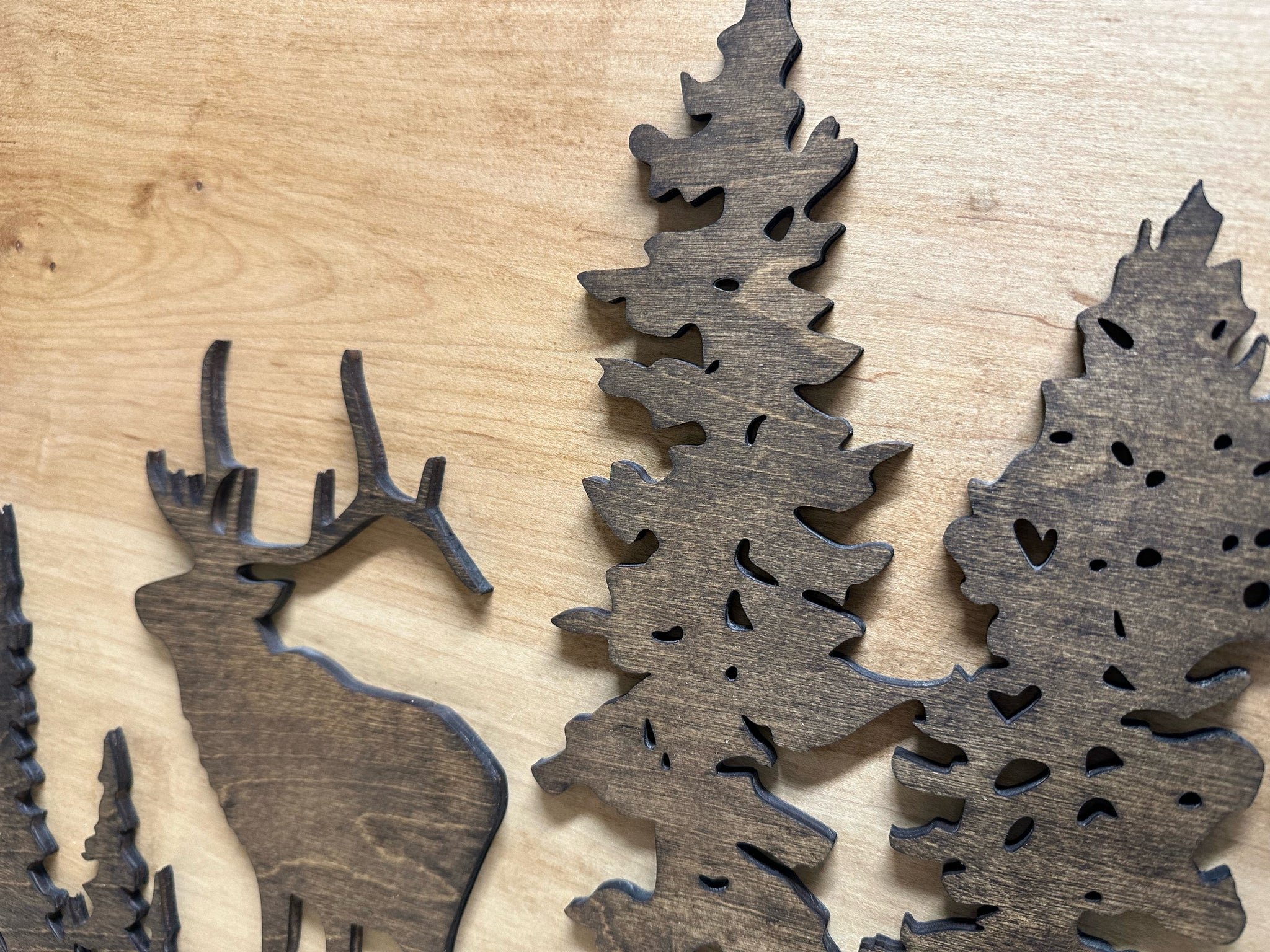 Large Hidden Gun Storage Deer and Moose In The Woods Scene with close look
