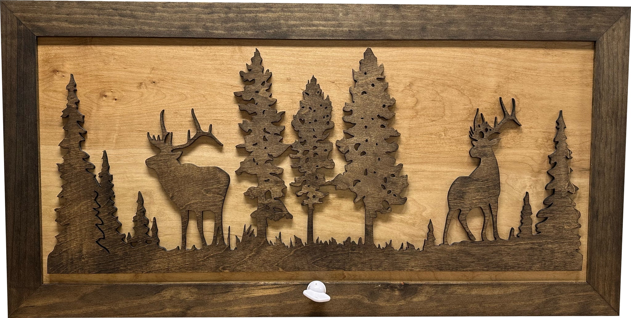 Large Hidden Gun Storage Deer and Moose In The Woods Scene with key