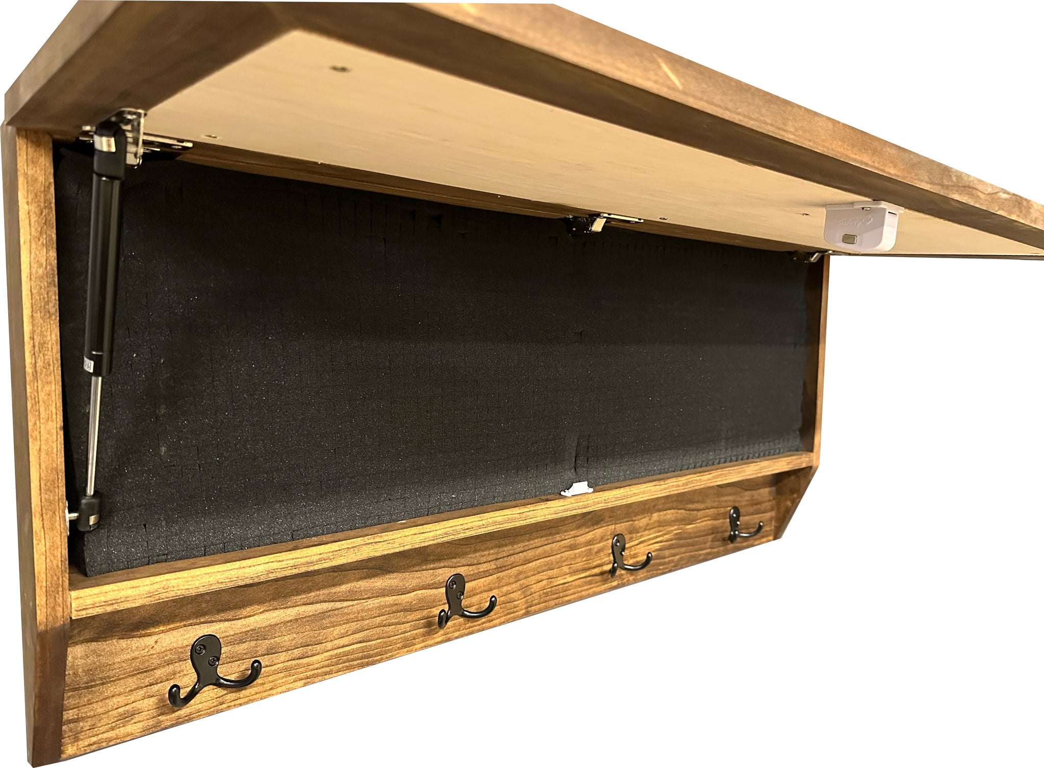 Moose Hunting Large Hidden Gun Storage Coat Rack with Hooks and side look